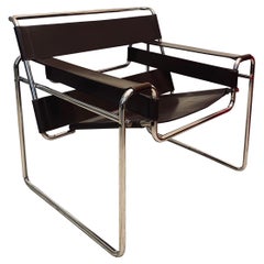 Fauteuil en cuir marron Marcel Breuer pour Gavina Wassily B3, Italie, 1960