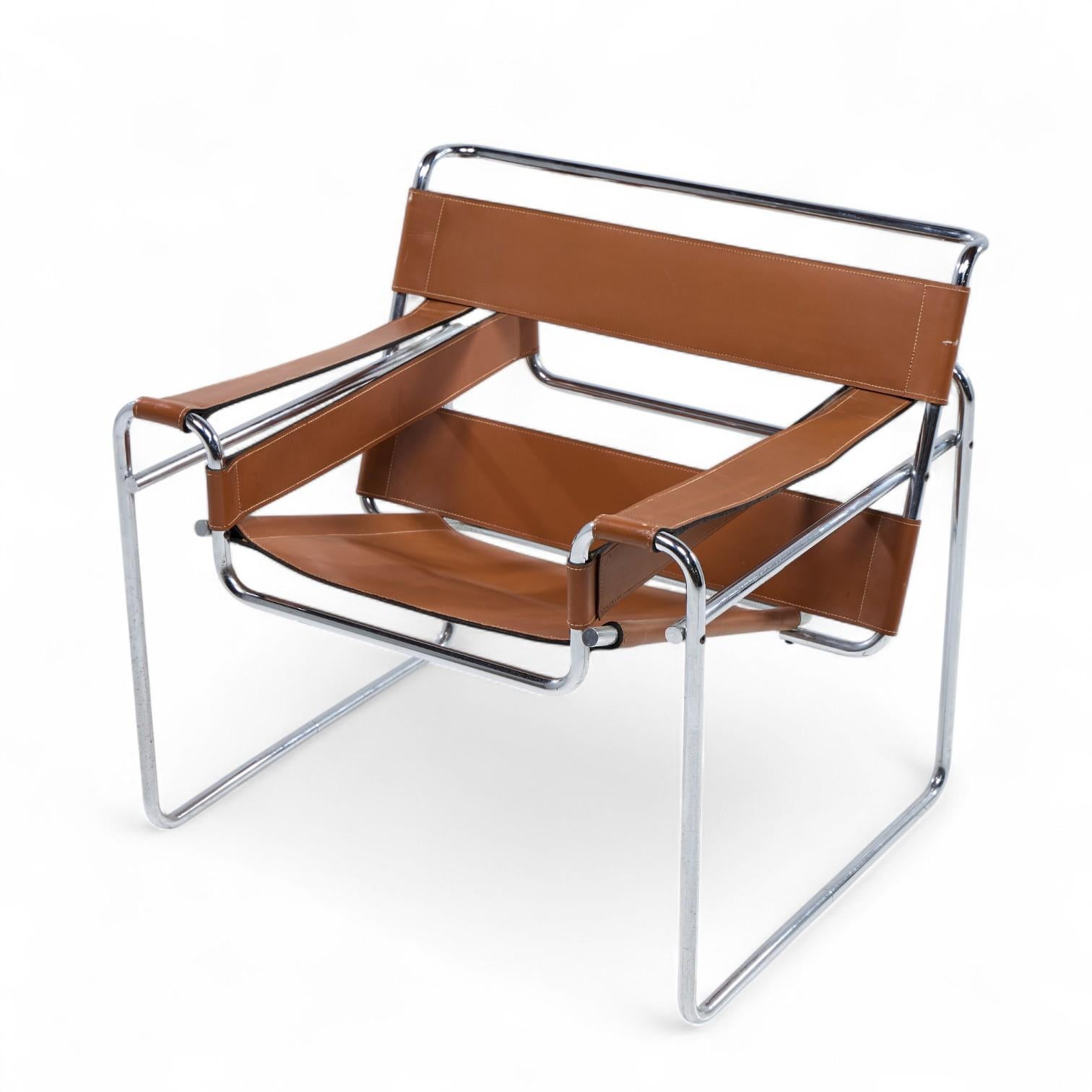 Marcel Breuer para Knoll Sillón Wassily de acero inoxidable y cuero - Pareja en venta 5