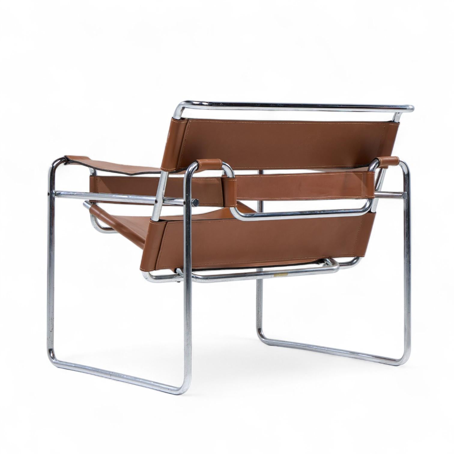 Marcel Breuer para Knoll Sillón Wassily de acero inoxidable y cuero - Pareja en venta 1