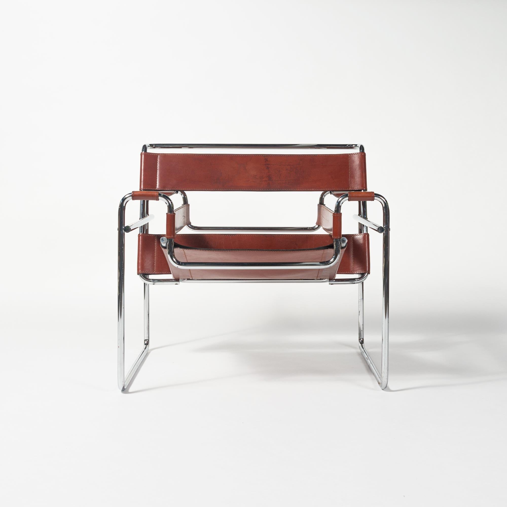 Marcel Breuer für Knoll Wassily Chair in cognacfarbenem Vollleder (Moderne der Mitte des Jahrhunderts)
