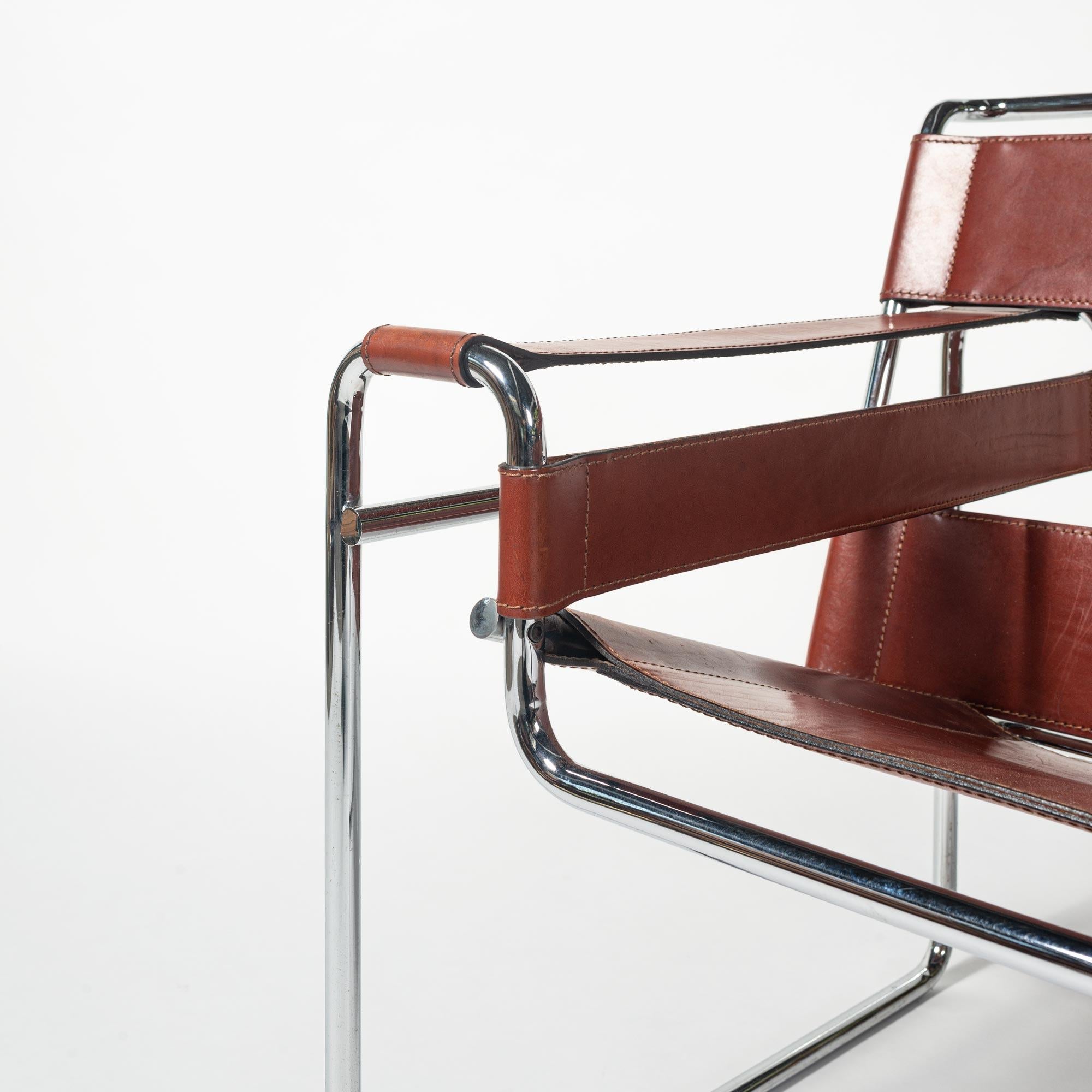 North American Marcel Breuer for Knoll Wassily Chair in Cognac Full Leather