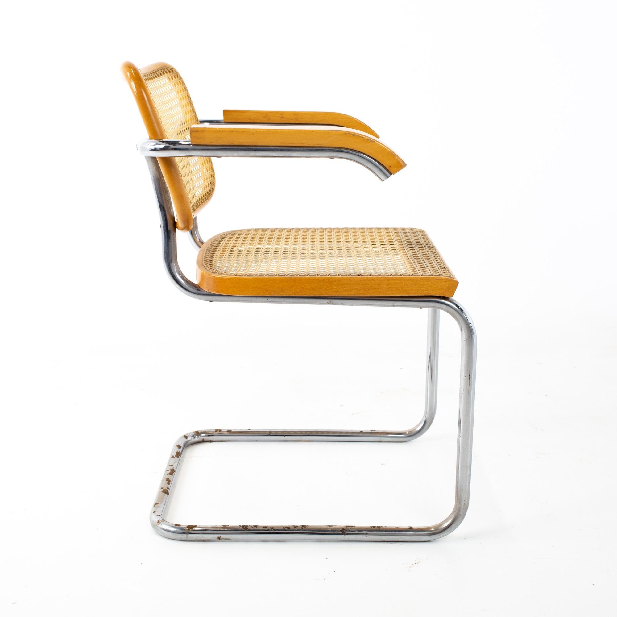 Marcel Breuer for Stendig B64 Style MCM Chrome and Cane Dining Chair, Pair In Good Condition In Countryside, IL