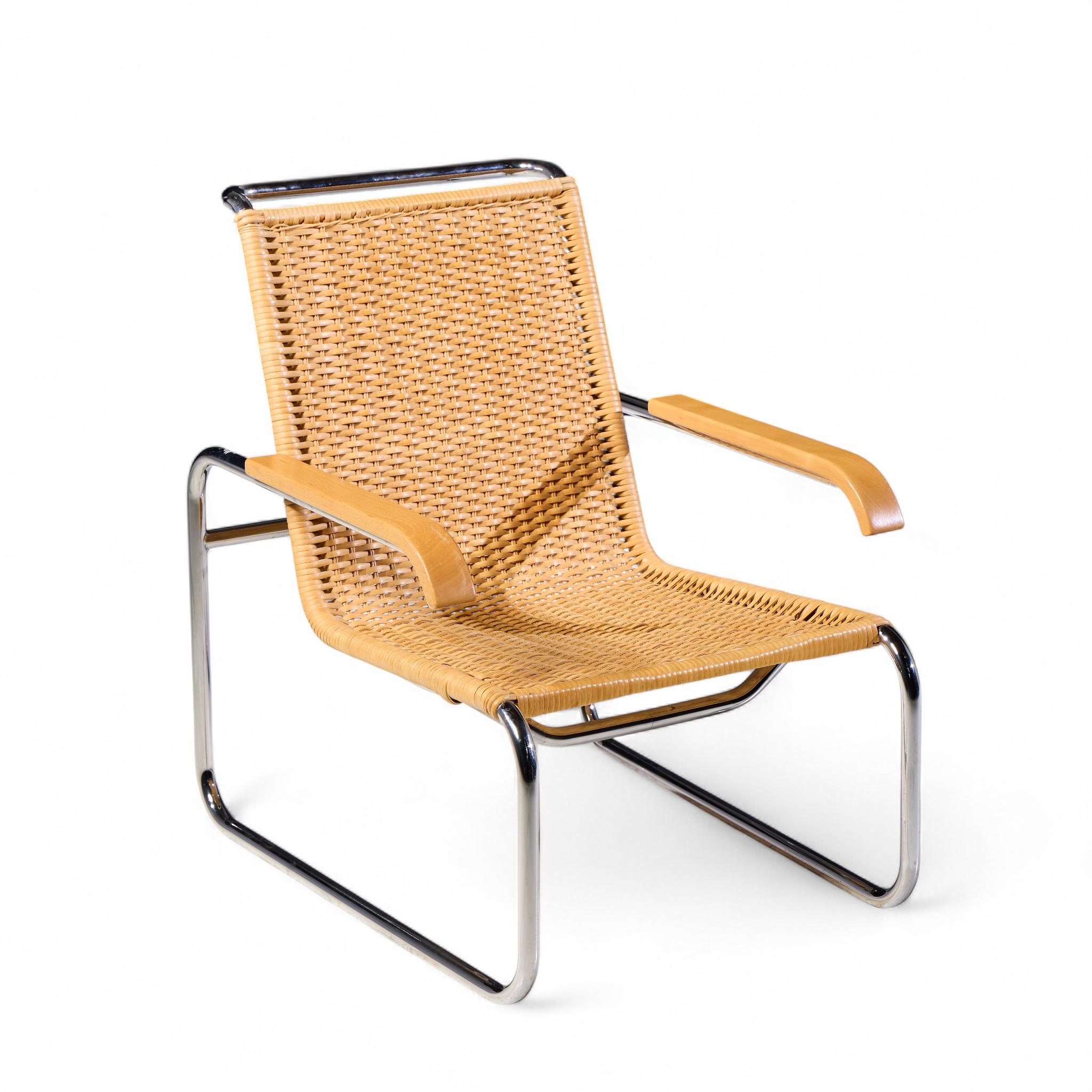 Marcel Breuer pour Thonet B35 Chaises longues en chrome et rotin du milieu du siècle - Paire en vente 5