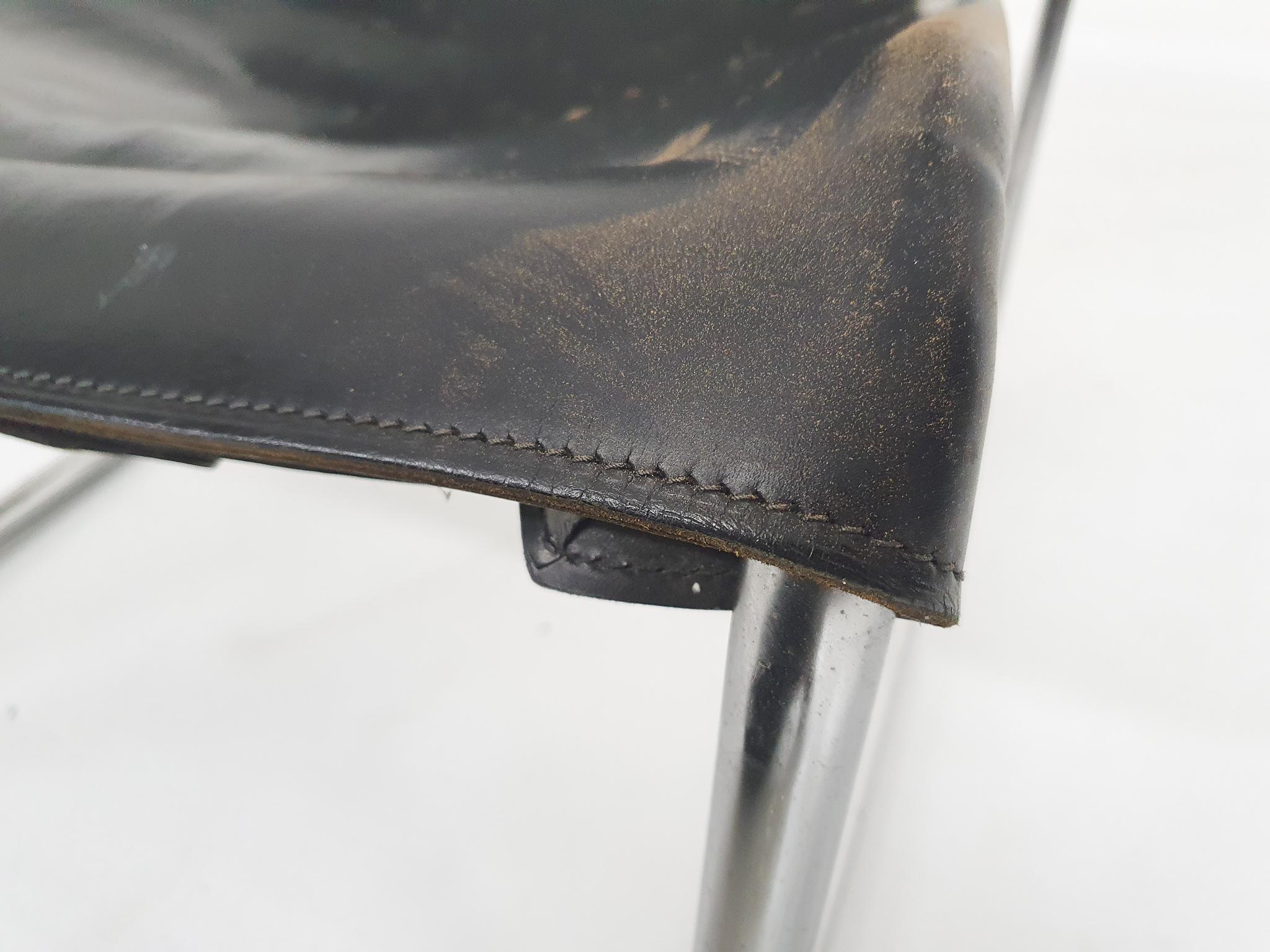 Marcel Breuer for Thonet Model S 35 Black Leather Tubular Lounge Chair, Germany 3