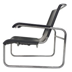 Marcel Breuer für Thonet, Modell S 35, Loungesessel mit schwarzem Lederrohr, Deutschland