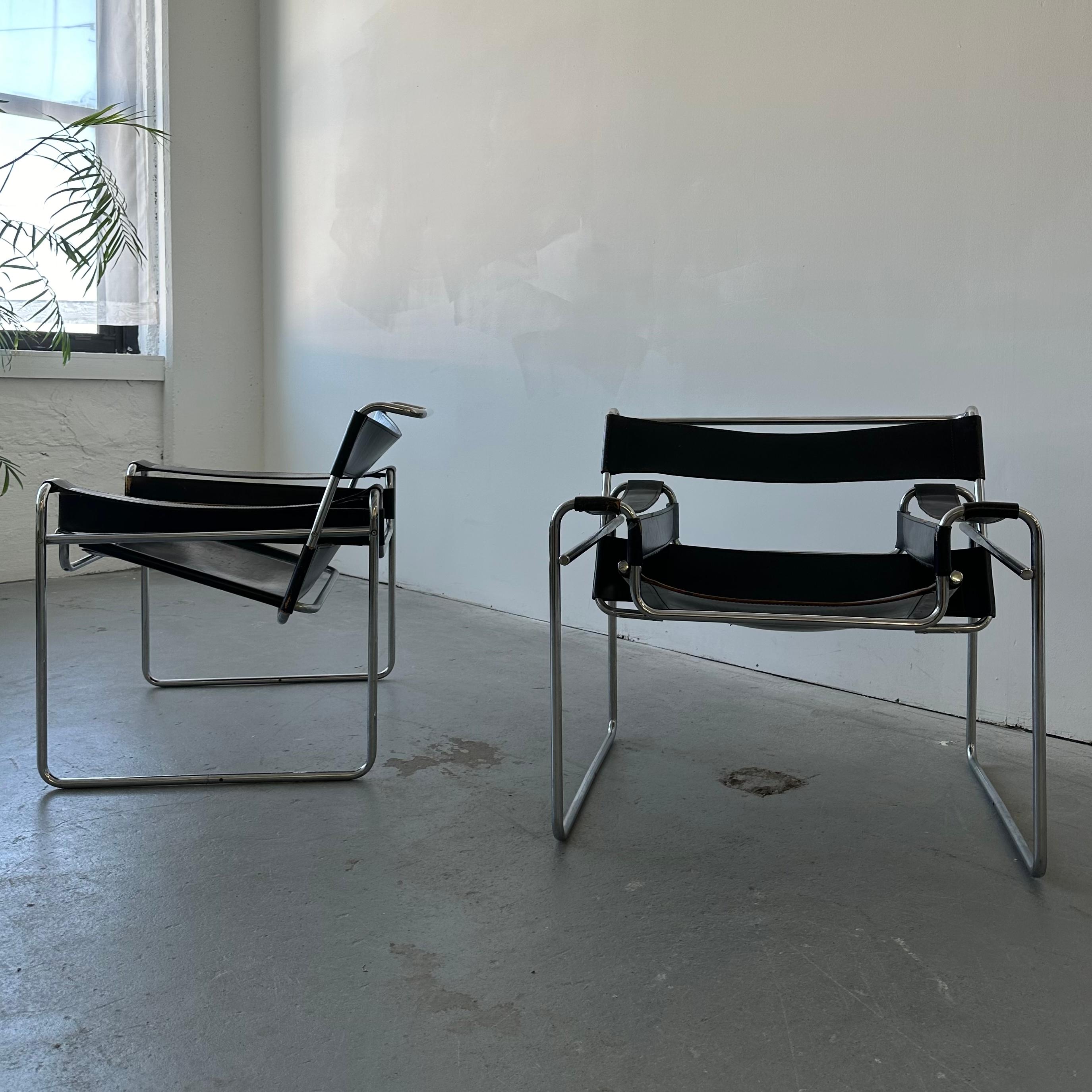 Marcel Breuer Gavina Wassily Chairs, a pair In Fair Condition In Chicago, IL