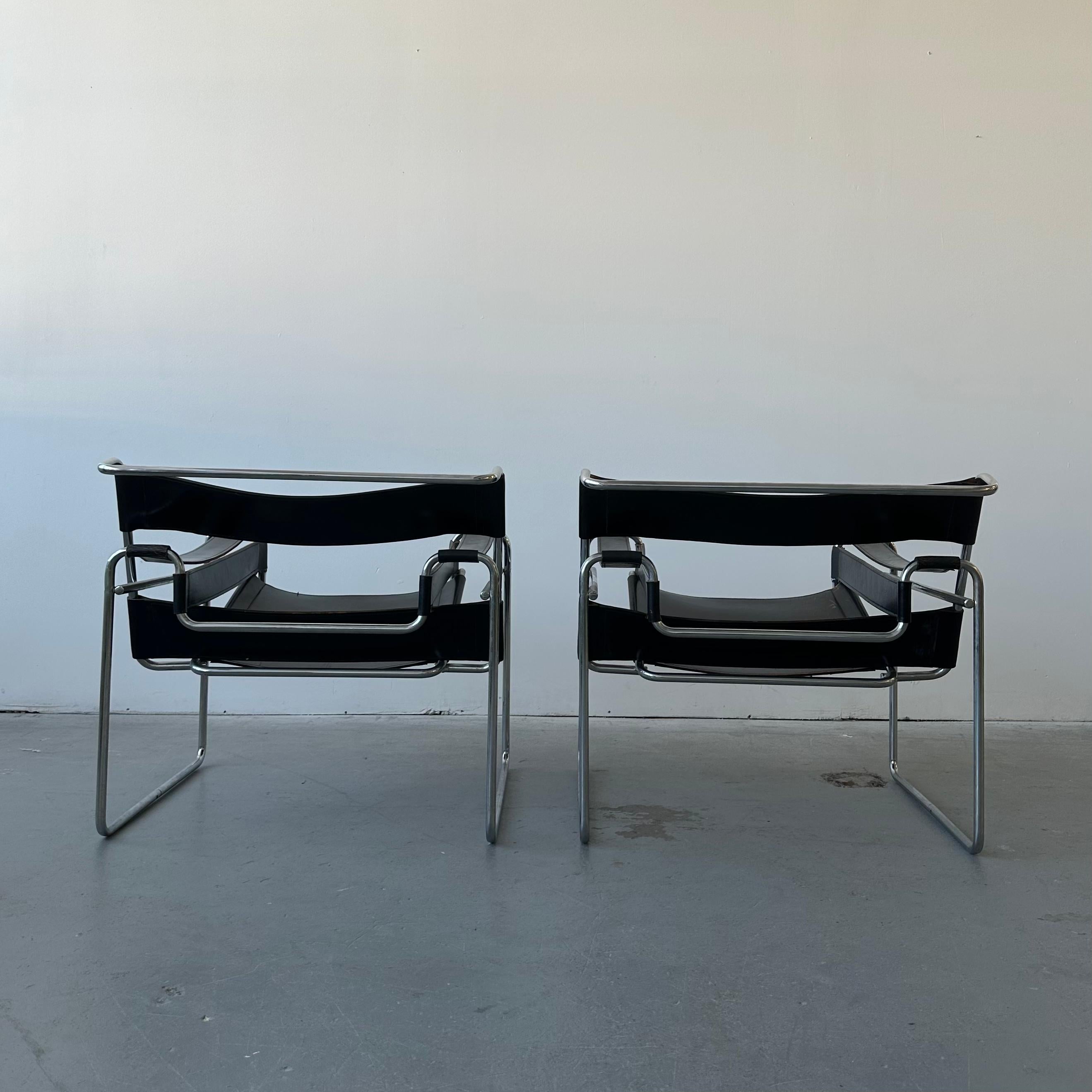 Mid-20th Century Marcel Breuer Gavina Wassily Chairs, a pair