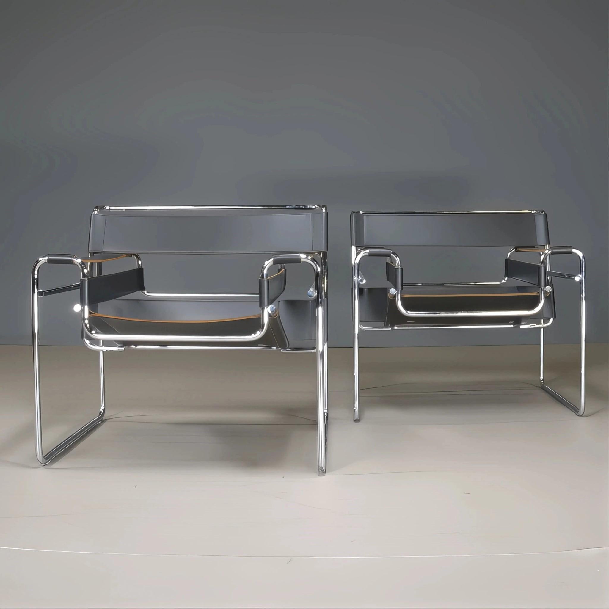 20ième siècle Chaise Wassily, icône de Marcel Breuer