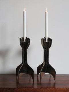 Marcel Breuer Italian Midcentury Metal Candle Holders for Gavina, 1960s
