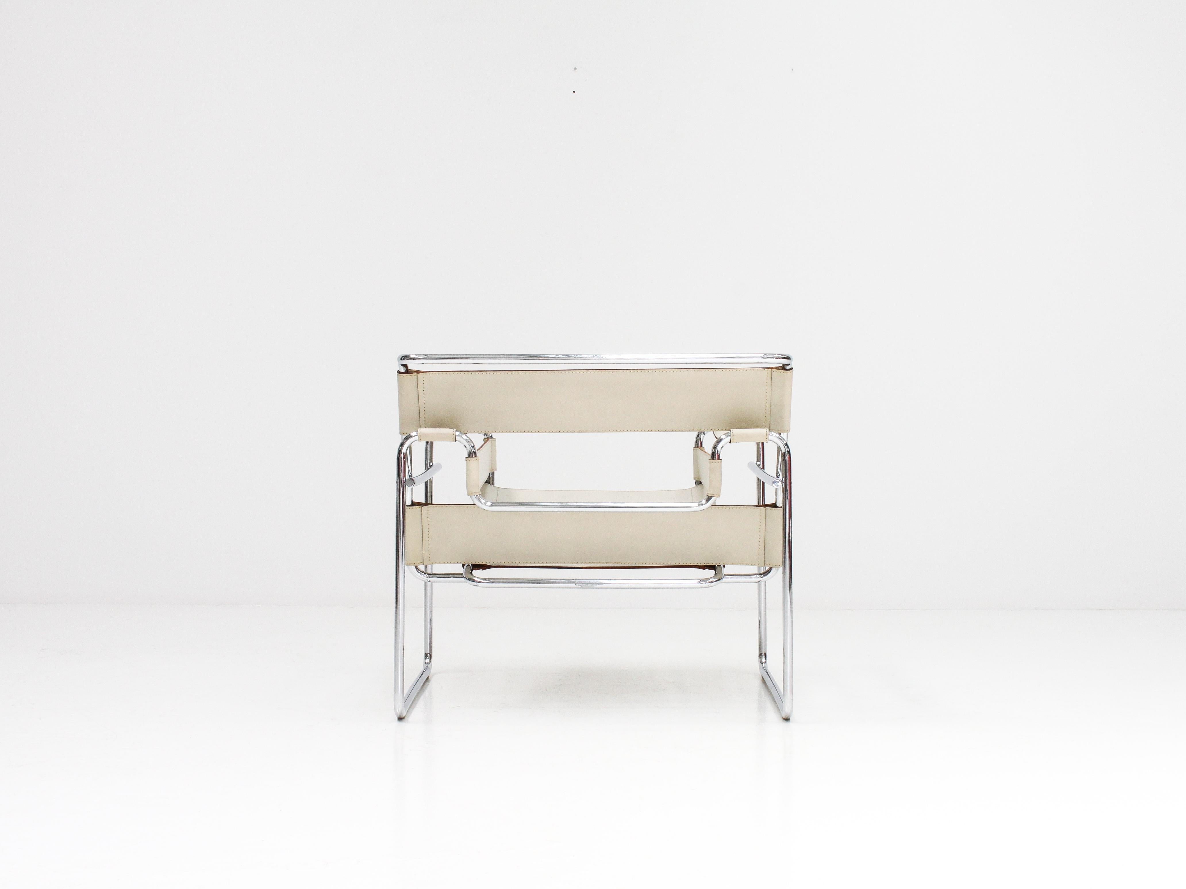 Marcel Breuer Ivory-Colored 'Wassily' Chair, Gavina, 1960s 'Authentic, Stamped' 3