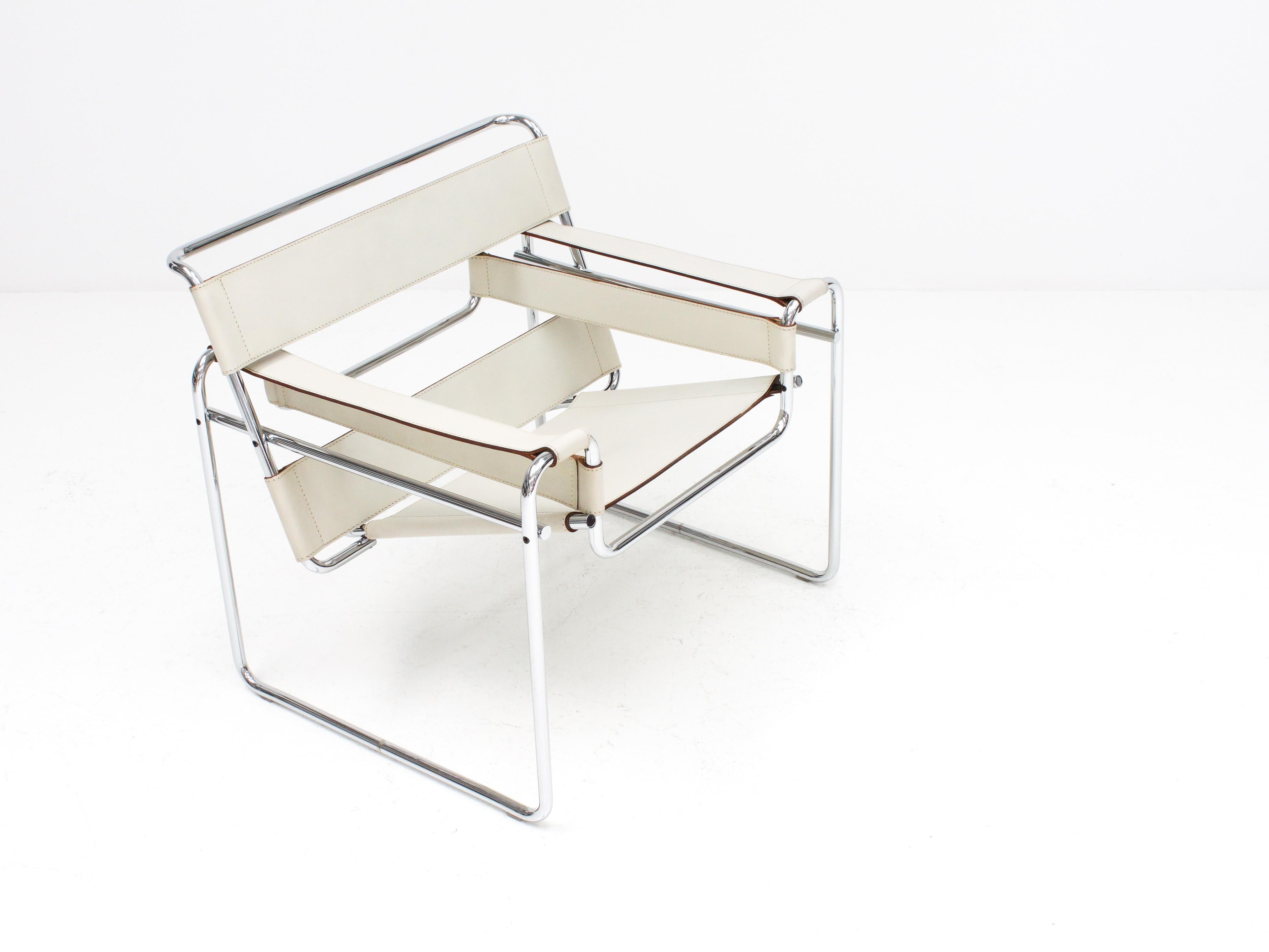 Marcel Breuer Ivory-Colored 'Wassily' Chair, Gavina, 1960s 'Authentic, Stamped' 4