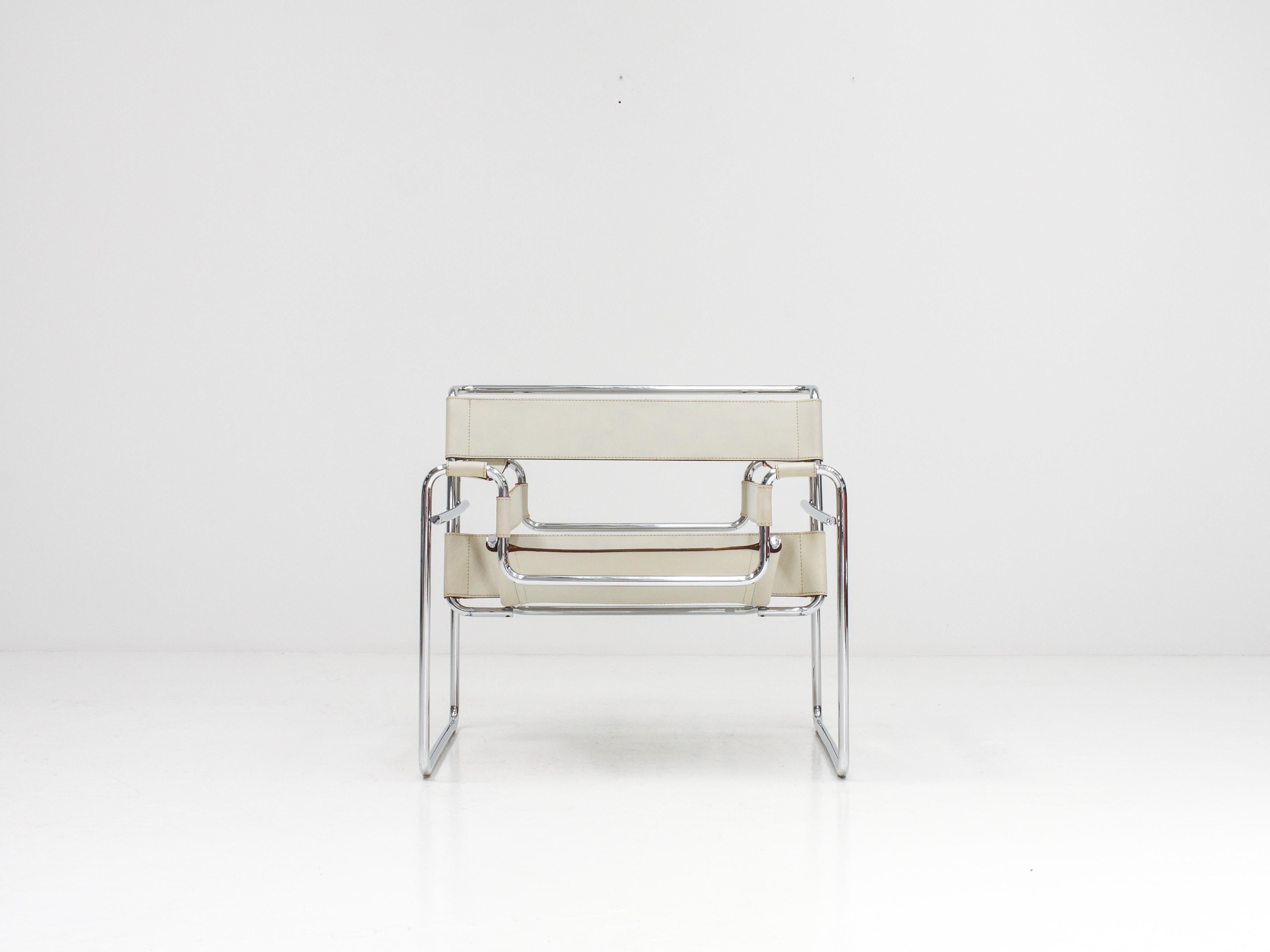 Marcel Breuer Ivory-Colored 'Wassily' Chair, Gavina, 1960s 'Authentic, Stamped' 5