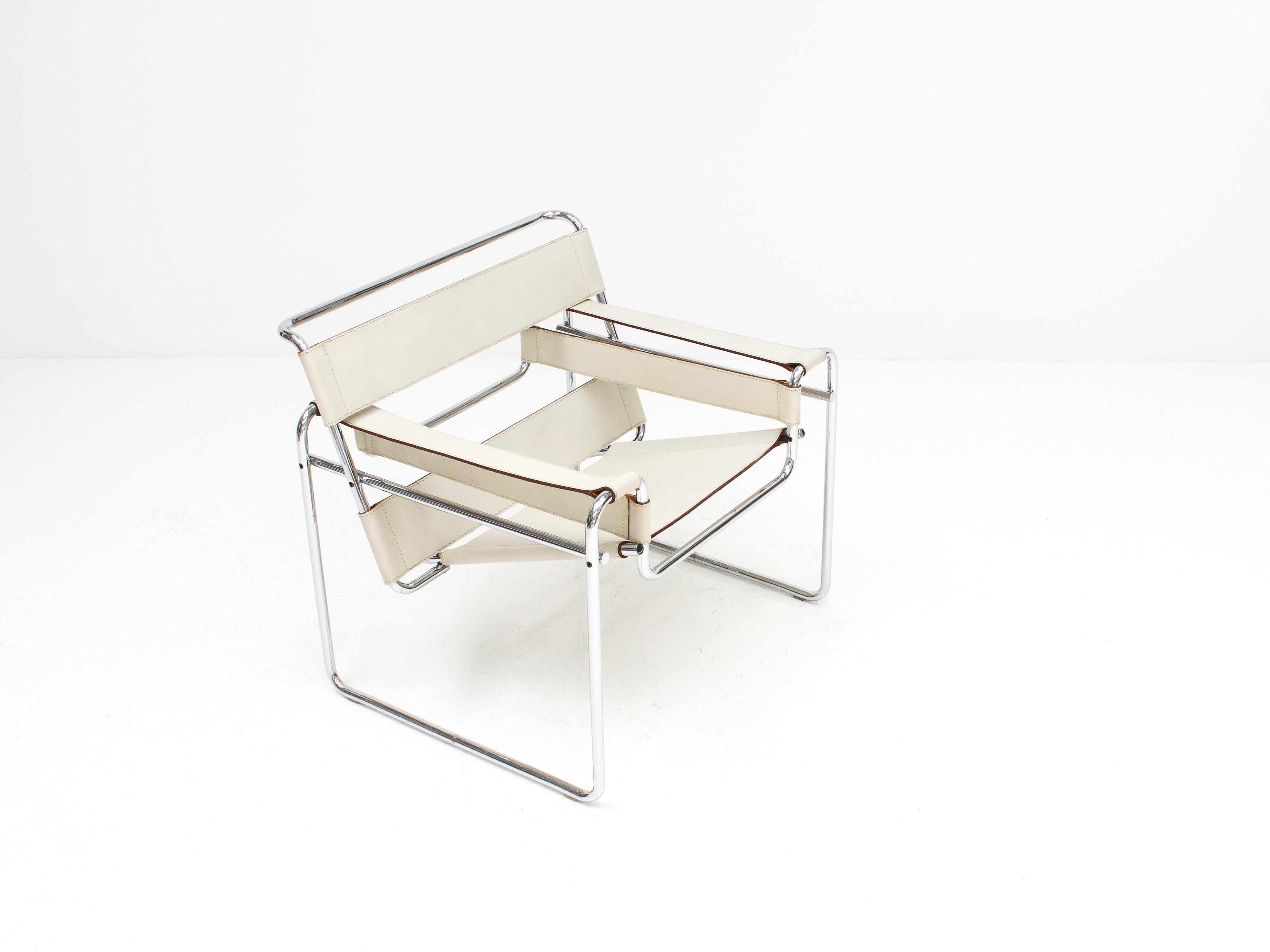 Marcel Breuer Ivory-Colored 'Wassily' Chair, Gavina, 1960s 'Authentic, Stamped' 7
