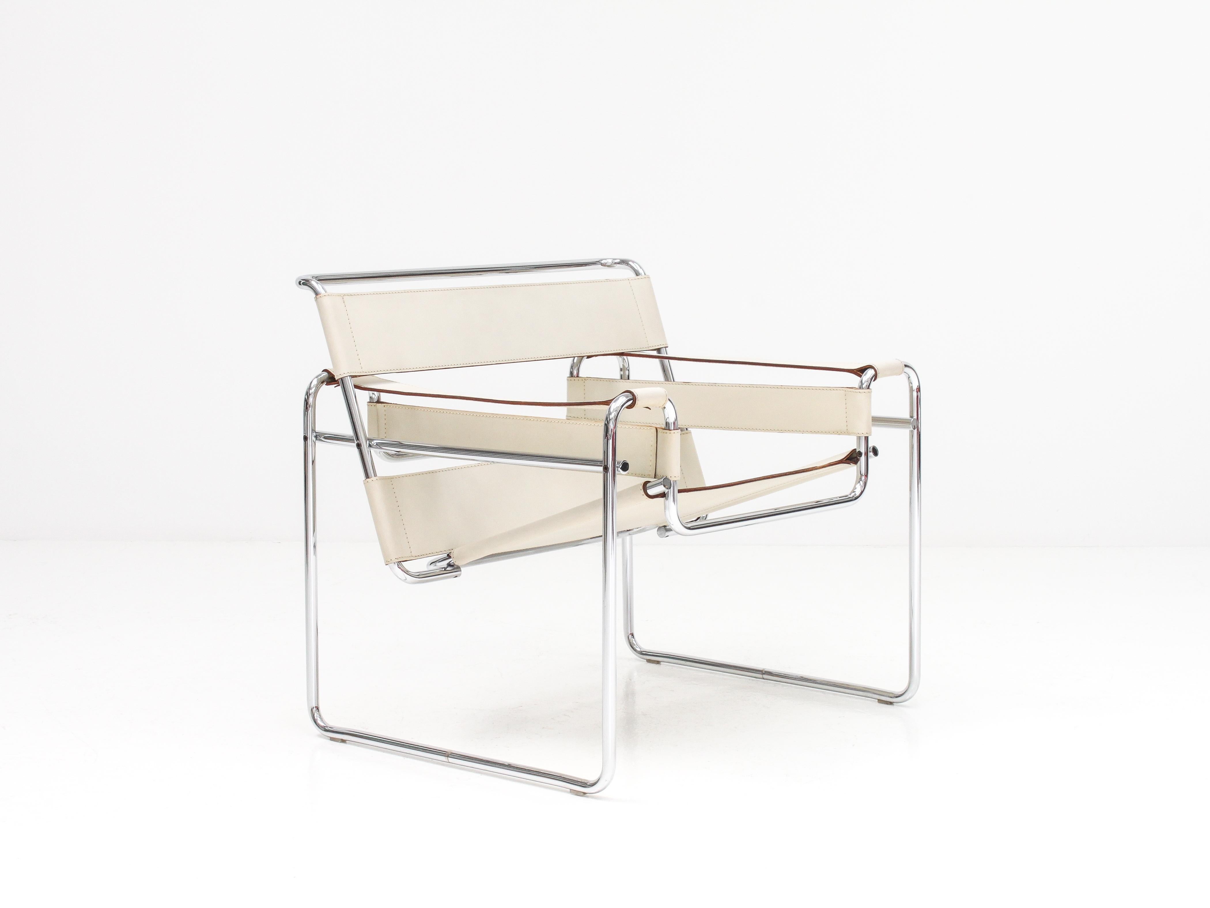 20th Century Marcel Breuer Ivory-Colored 'Wassily' Chair, Gavina, 1960s 'Authentic, Stamped'