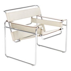 Marcel Breuer Elfenbeinfarbener 'Wassily' Stuhl:: Gavina:: 1960er Jahre 'Authentisch:: gestempelt'