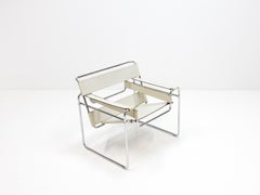 Marcel Breuer Ivory-Colored 'Wassily' Chair, Gavina, 1960s 'Authentic, Stamped'