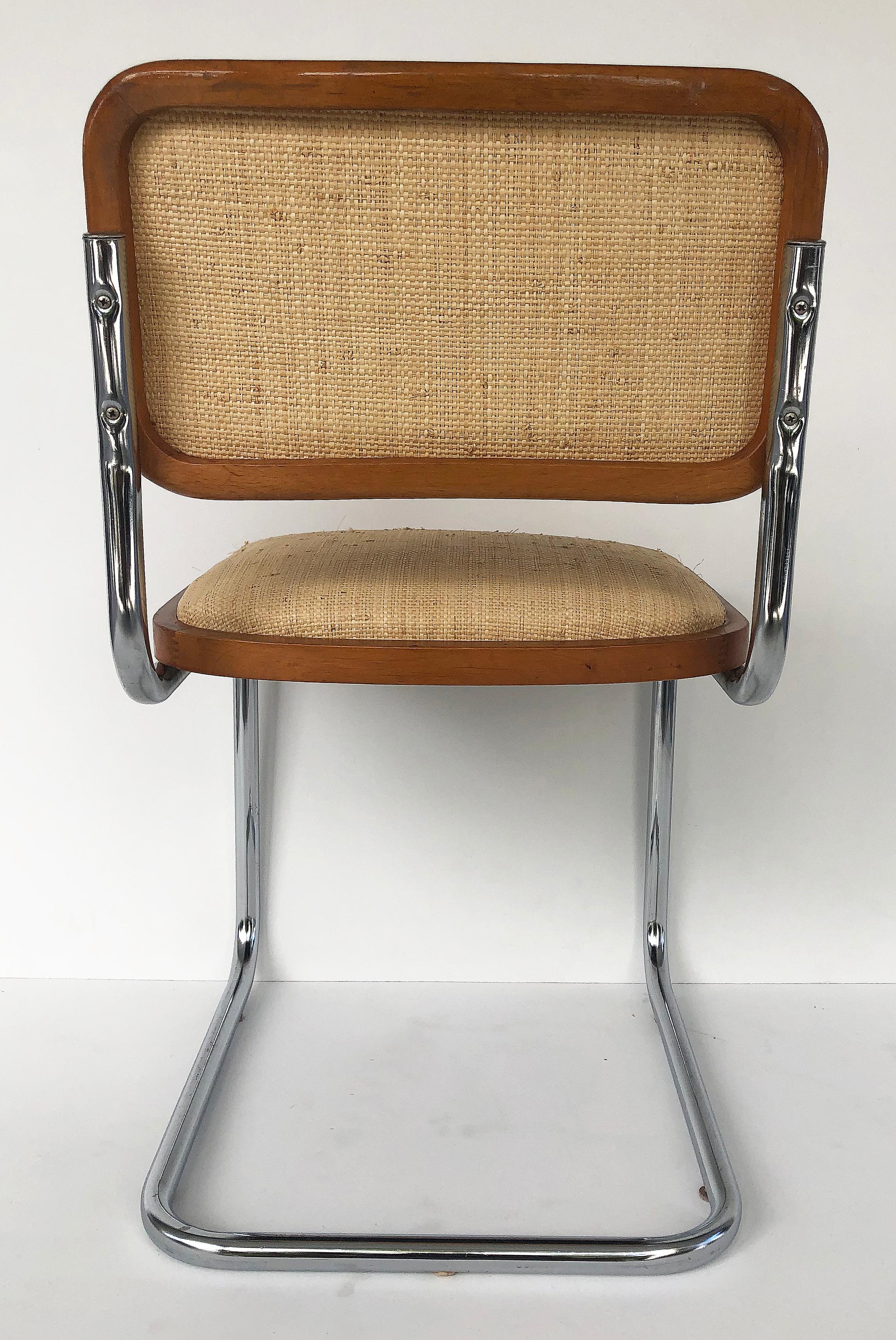 Marcel Breuer Knoll Chrome Cesca Chairs Upholstered in Raffia, Set of Four 4