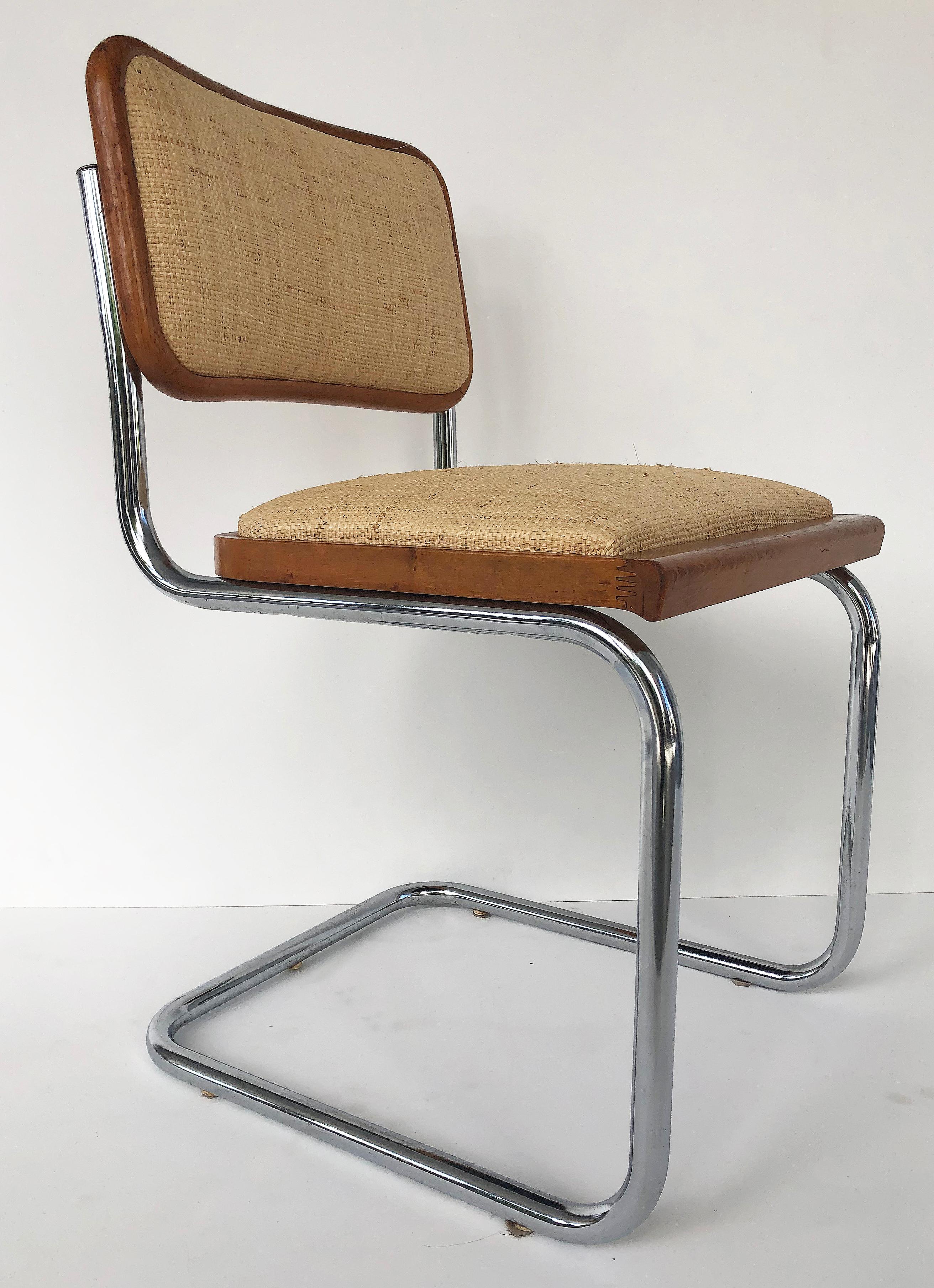 Marcel Breuer Knoll Chrome Cesca Chairs Upholstered in Raffia, Set of Four In Good Condition In Miami, FL