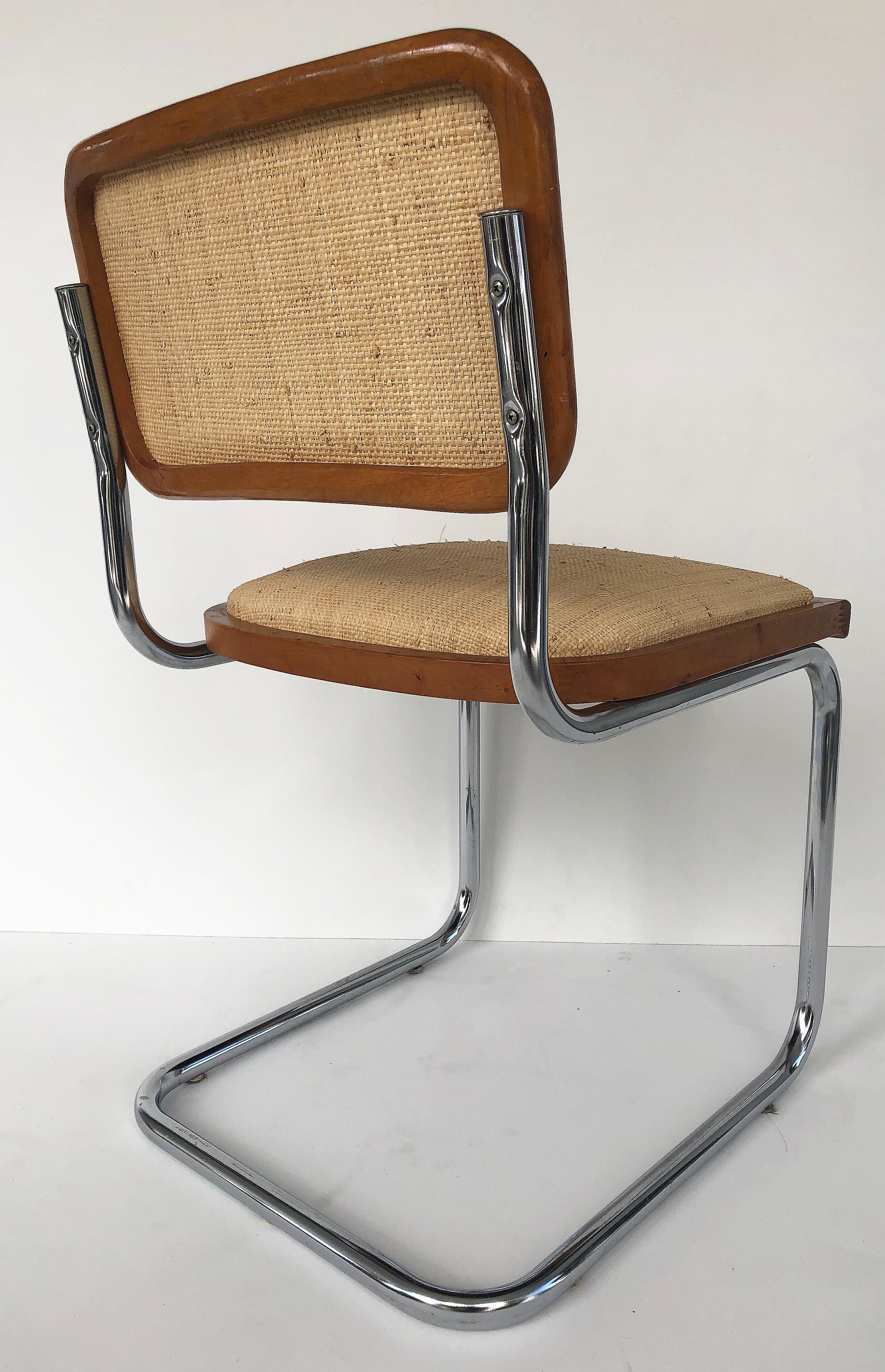 Marcel Breuer Knoll Chrome Cesca Chairs Upholstered in Raffia, Set of Four 1