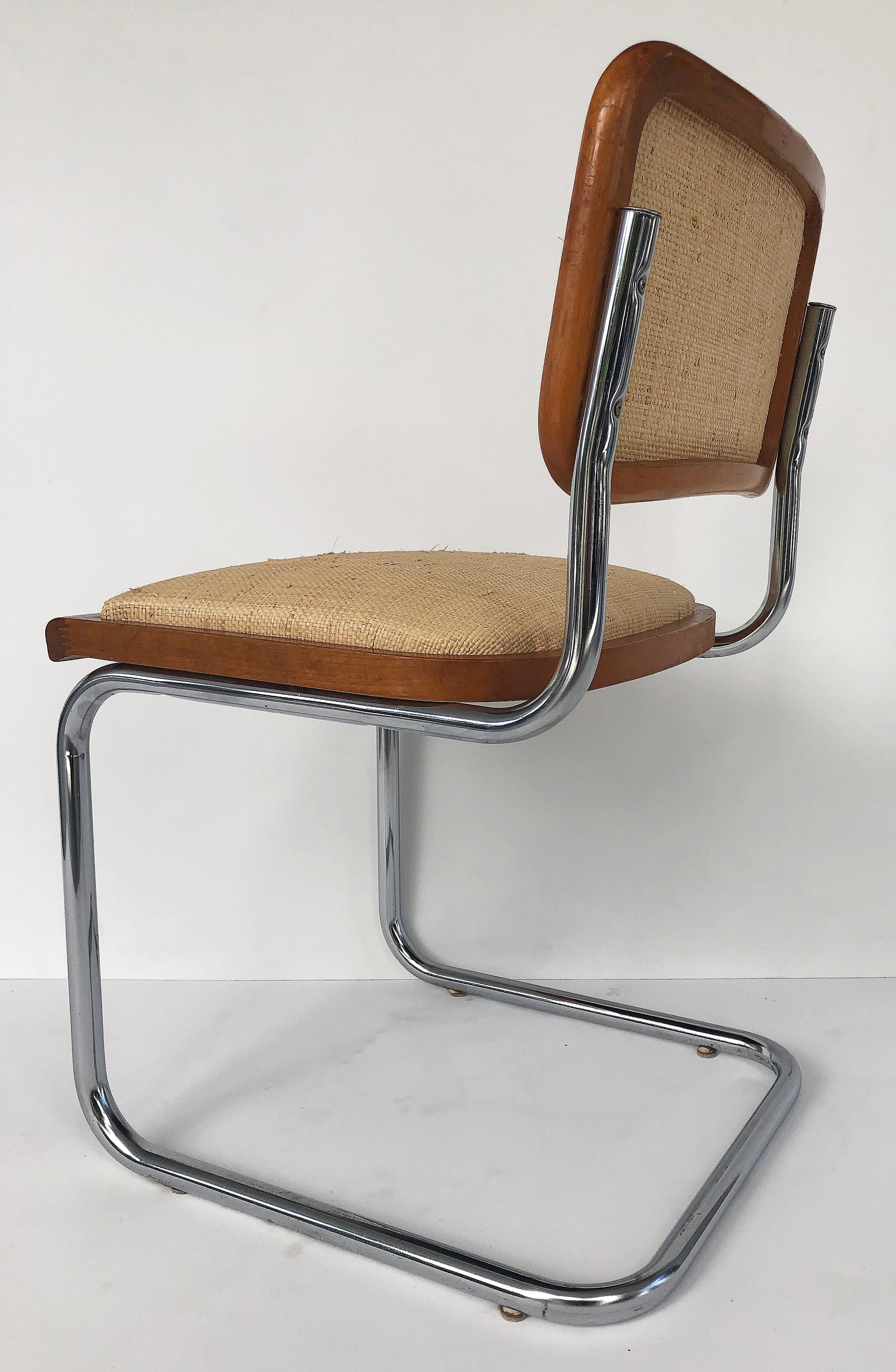 Marcel Breuer Knoll Chrome Cesca Chairs Upholstered in Raffia, Set of Four 2