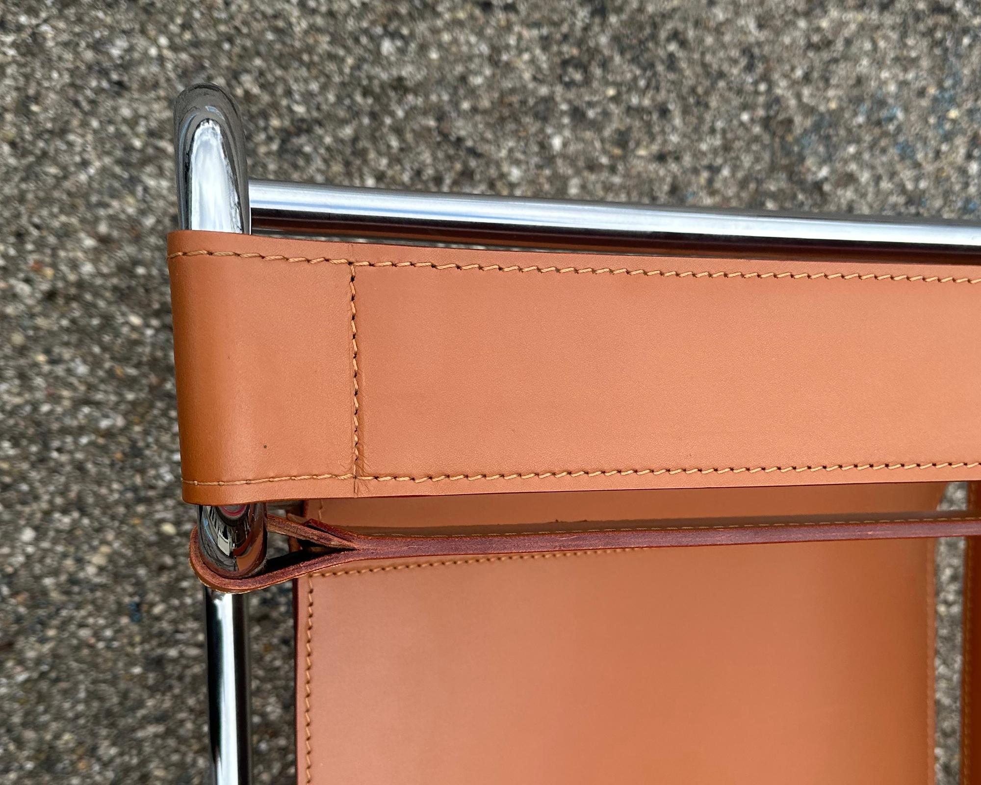 Marcel Breuer Knoll “Wassily” Brown Leather and Chrome Chair In Good Condition In Indianapolis, IN