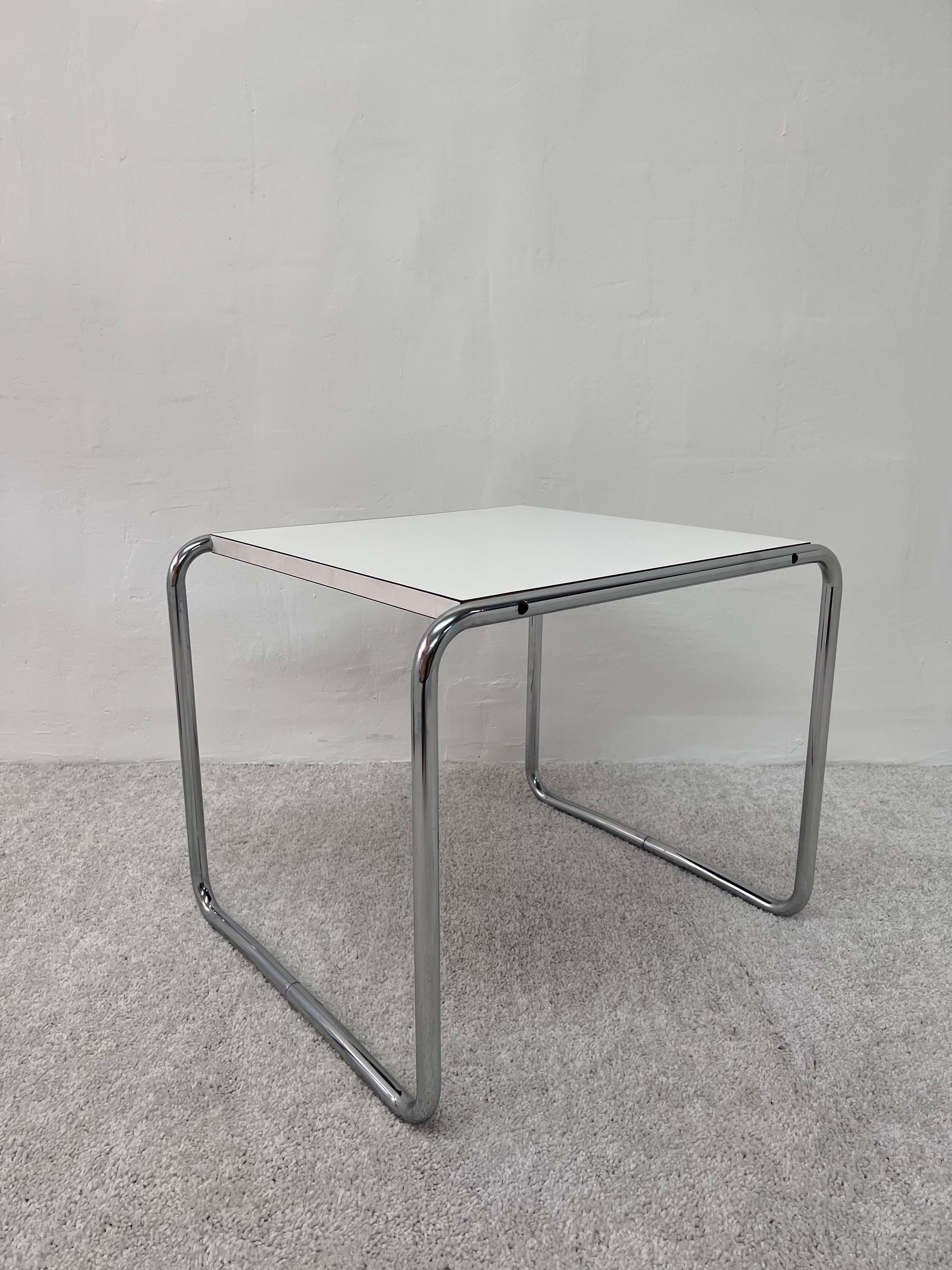 Italian Marcel Breuer “Laccio” Chrome and Laminate Side Tables, 1960s