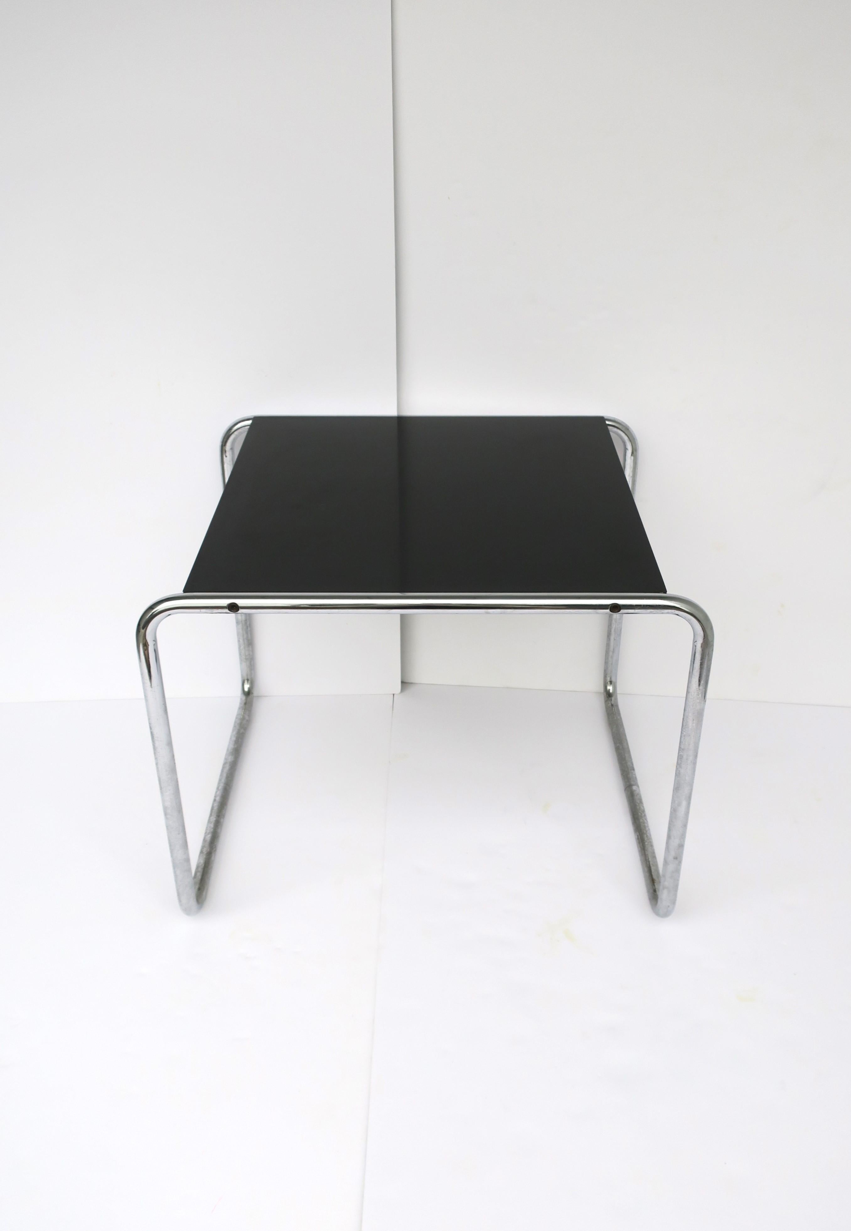 20th Century Marcel Breuer Laccio Side End Table for Knoll Studio Chrome and Black Bauhaus For Sale