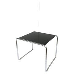 Marcel Breuer Laccio Side End Table for Knoll Studio Chrome and Black Bauhaus