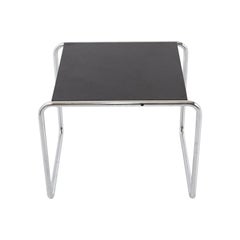 Marcel Breuer - Laccio Side Table Black Laminated Top with Tubular Chromed Base