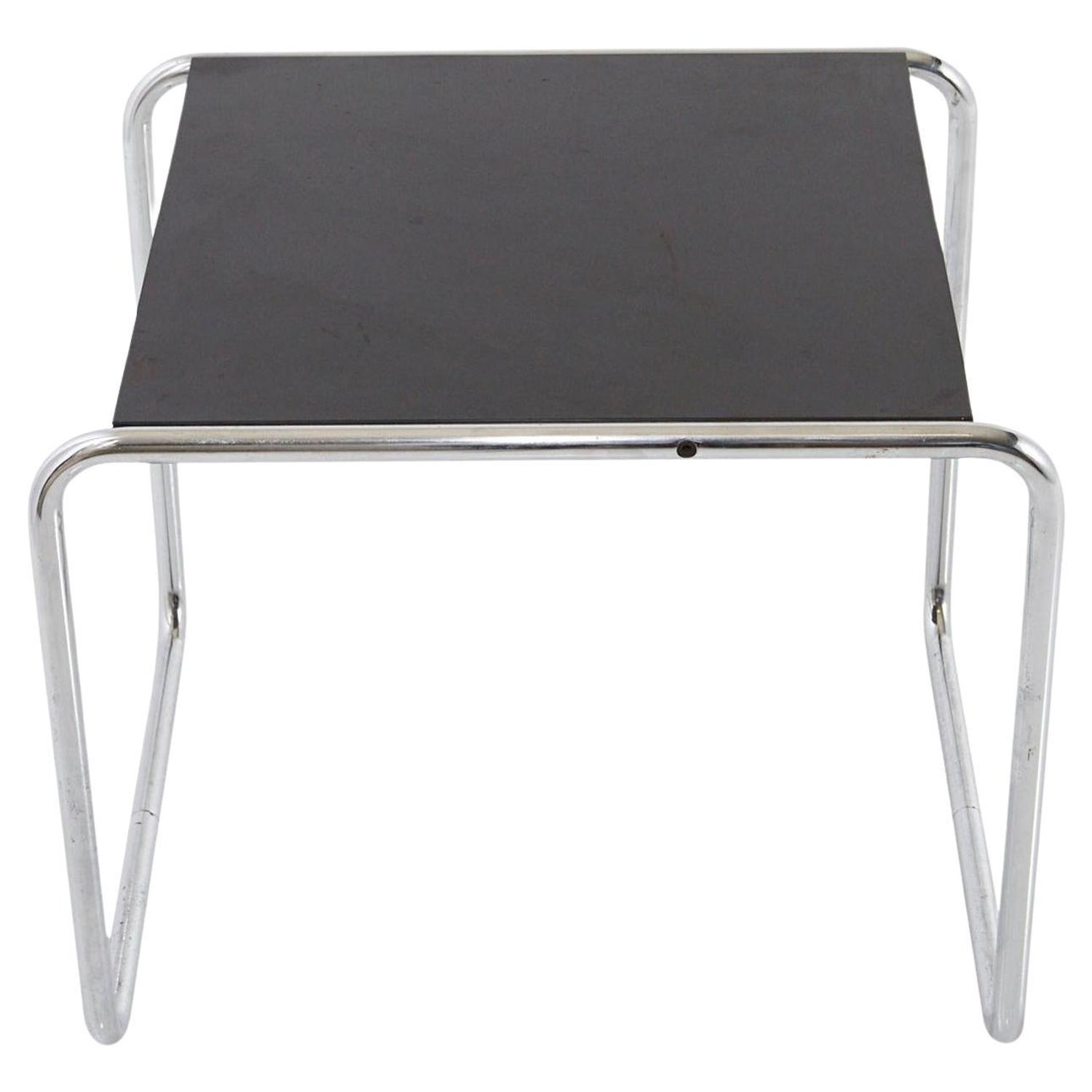 Marcel Breuer, Laccio Side Table Black Laminated Top with Tubular Chromed  Base For Sale at 1stDibs