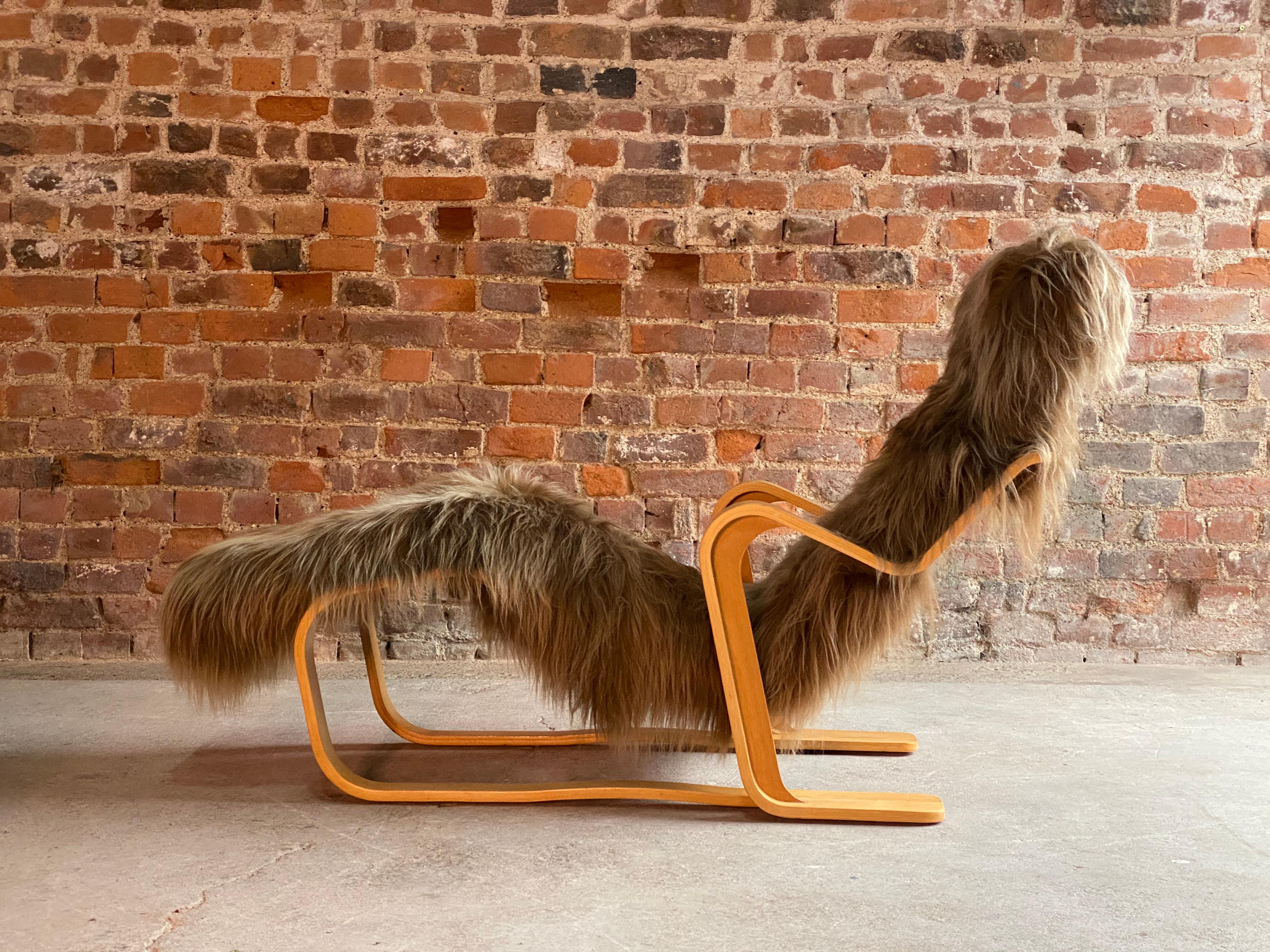 Marcel Breuer Long Chair in Icelandic Long Haired Sheepskin by Isokon circa 1970 4