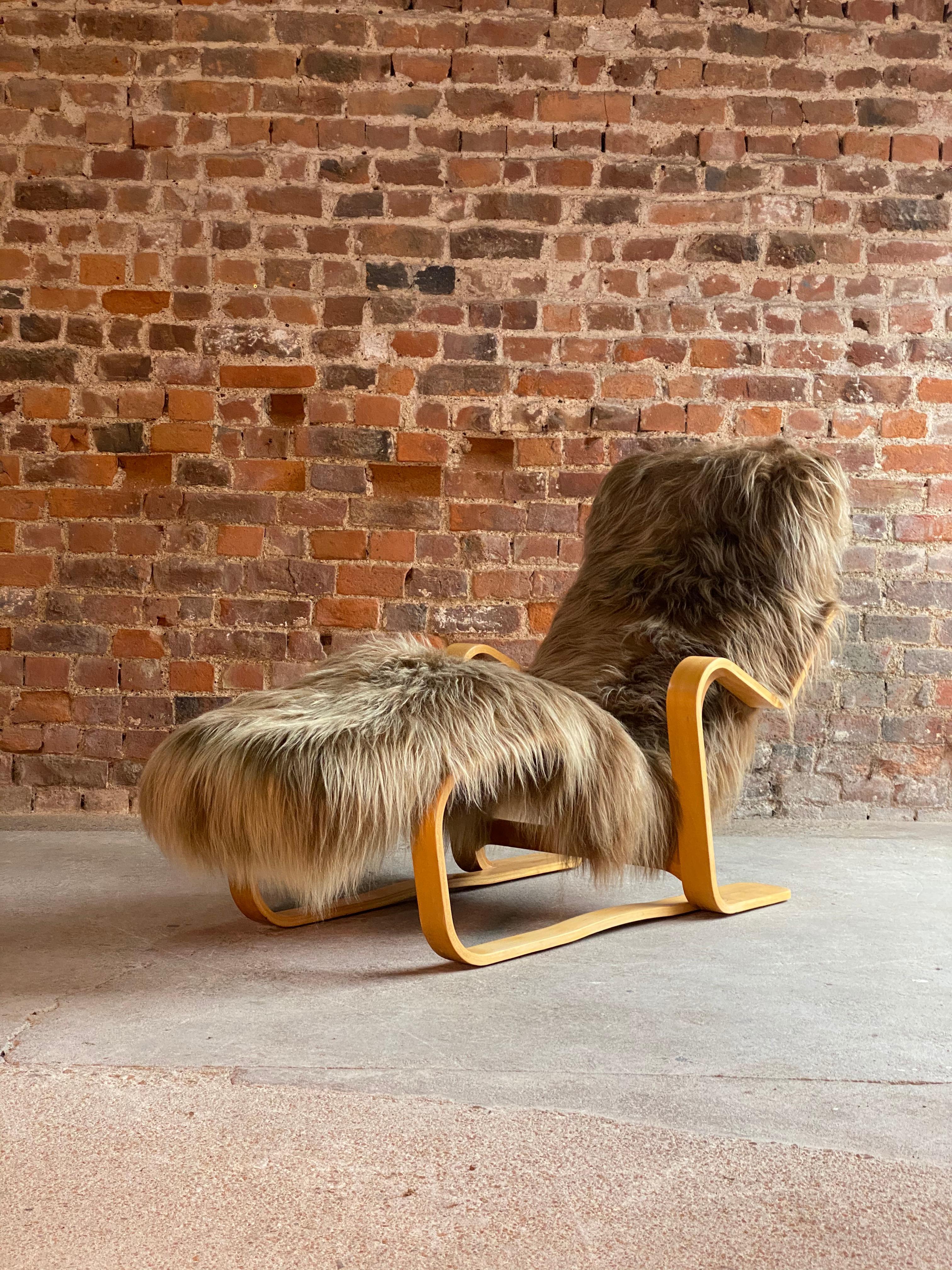 Marcel Breuer Long Chair in Icelandic Long Haired Sheepskin by Isokon circa 1970 5