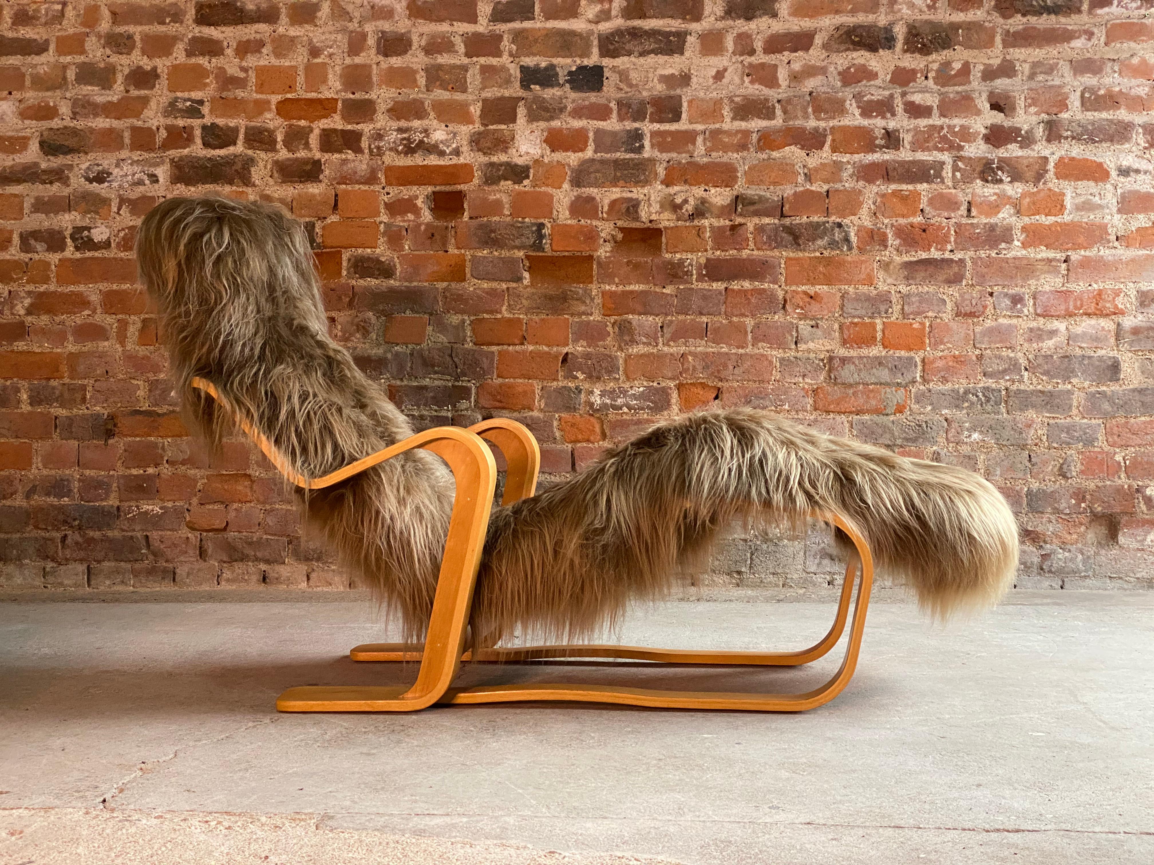 Late 20th Century Marcel Breuer Long Chair in Icelandic Long Haired Sheepskin by Isokon circa 1970