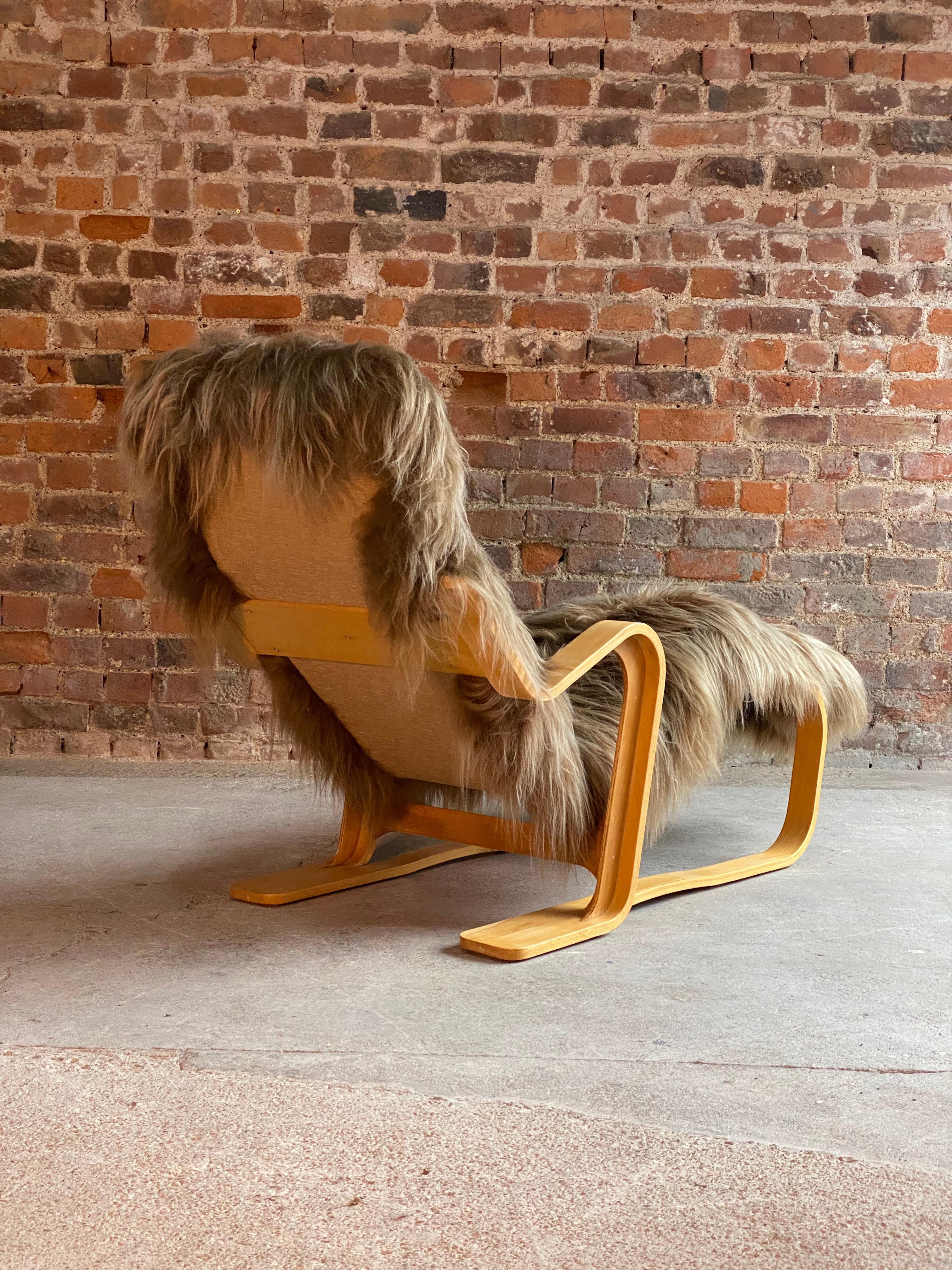 Marcel Breuer Long Chair in Icelandic Long Haired Sheepskin by Isokon circa 1970 1
