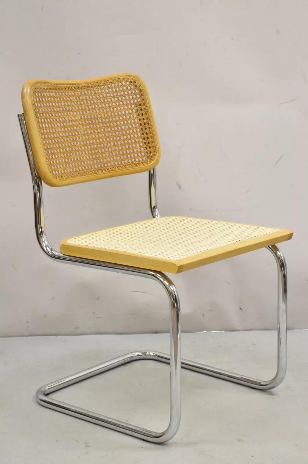 Vintage Marcel Breuer Mid Century Modern Italian Cane Cesca Dining Side Chairs - Set of 4. Circa Late 20th Century. Measurements: 32.5