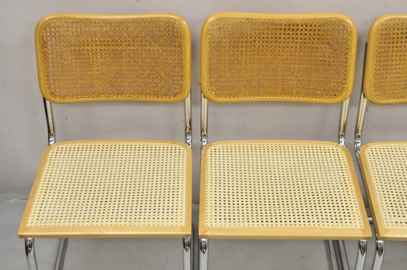 Mid-Century Modern Marcel Breuer Mid Century Modern Italian Cane Cesca Dining Side Chair - Set of 4
