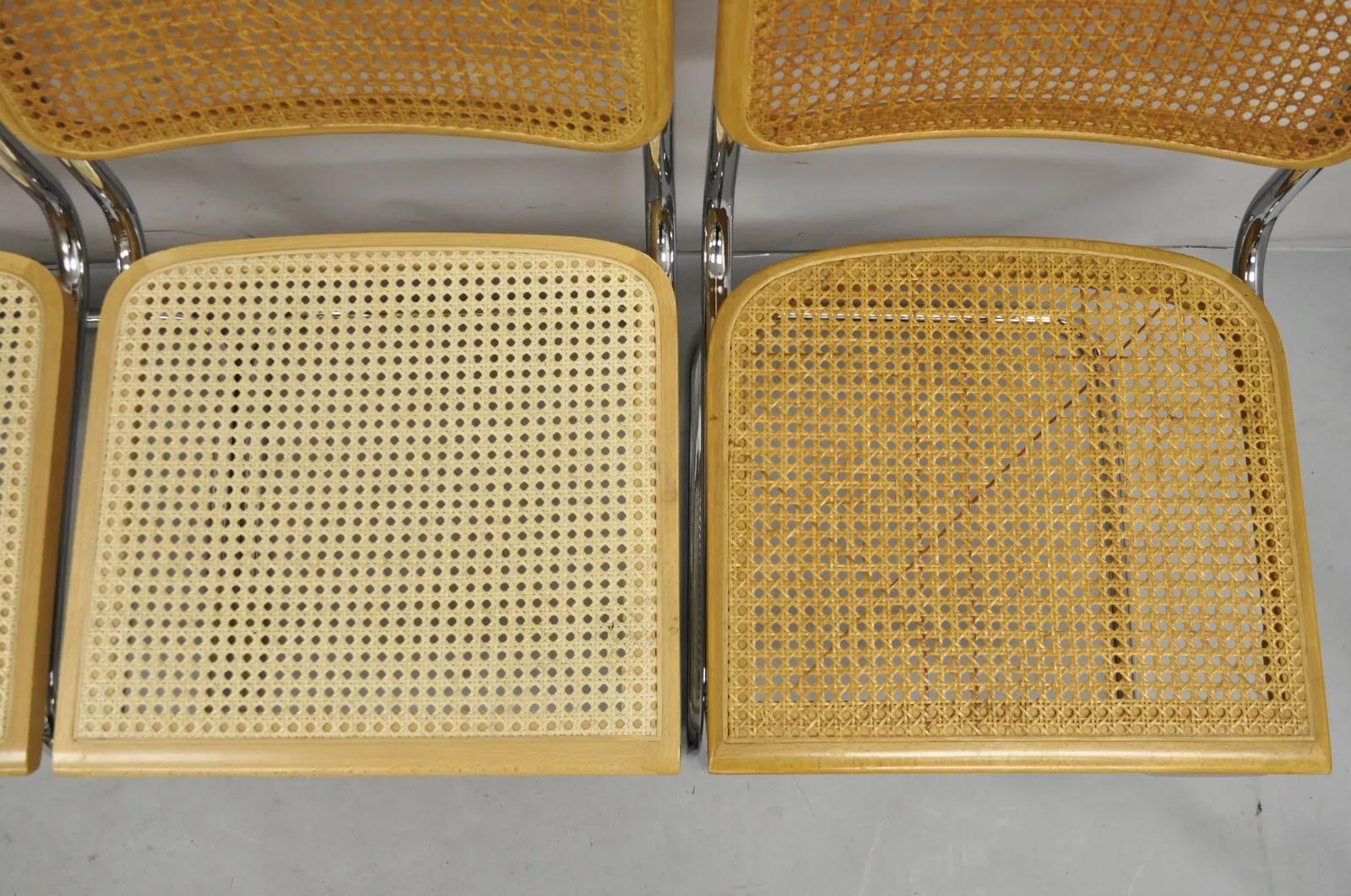Marcel Breuer Mid Century Modern Italian Cane Cesca Dining Side Chair - Set of 4 In Good Condition In Philadelphia, PA