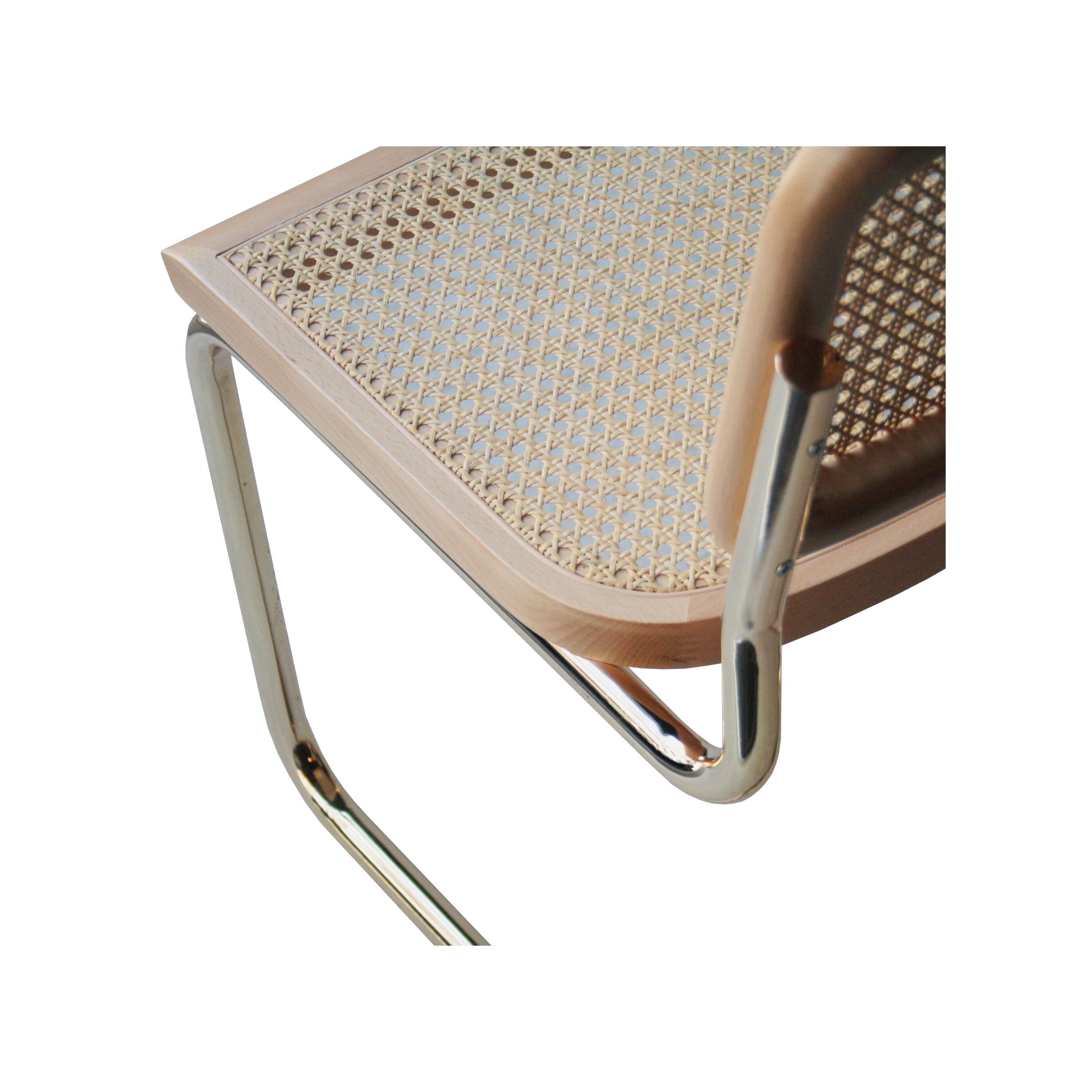 Marcel Breuer MYC Gavina Gold Beige Beechwood Cesca Brass Chair, Italia, 1960 1