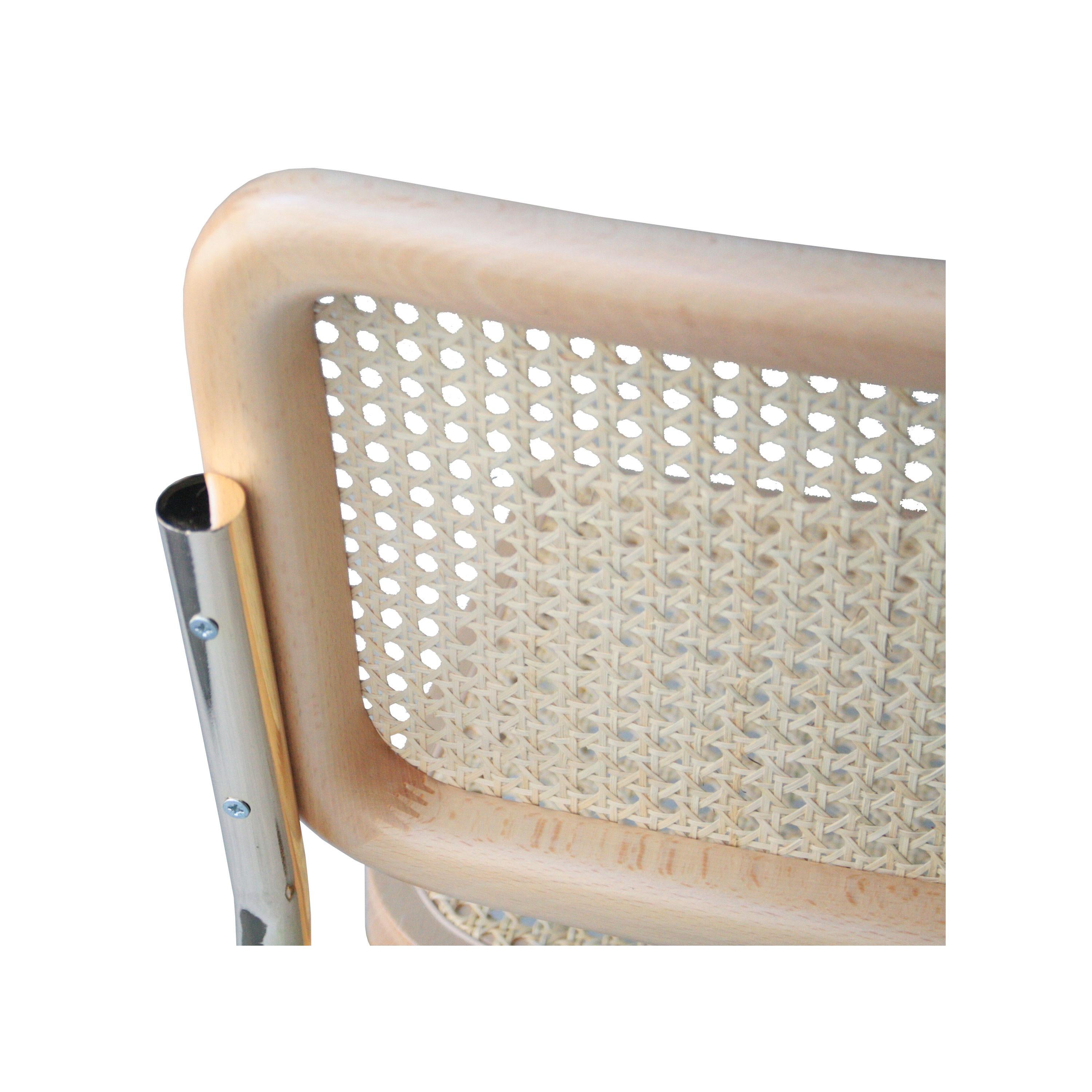 Mid-20th Century Marcel Breuer MYC Gavina Gold Beige Beechwood Cesca Brass Chair, Italia, 1960