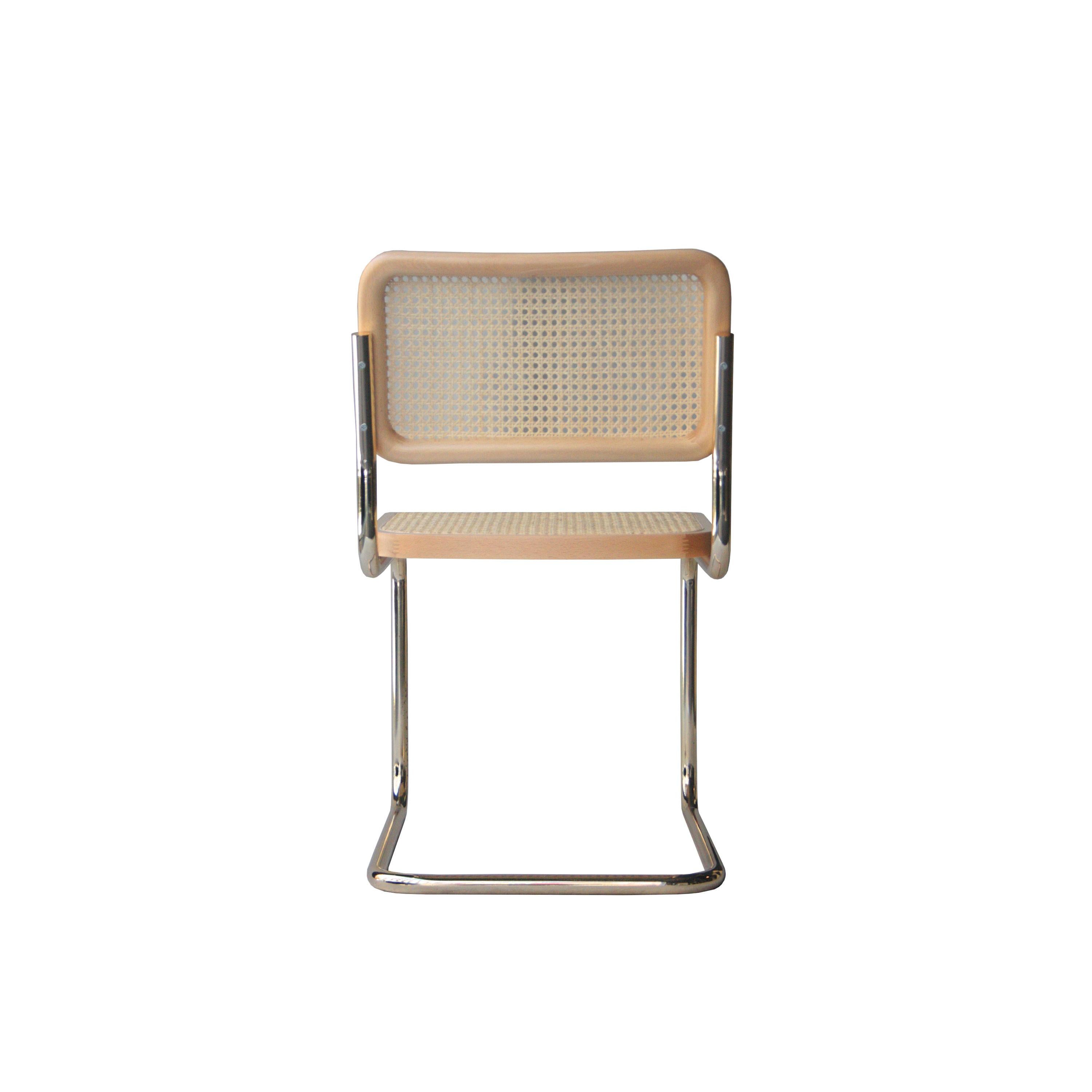 Mid-Century Modern Marcel Breuer MYC Gavina Gold Beige Beechwood Cesca Brass Chair, Italia, 1960