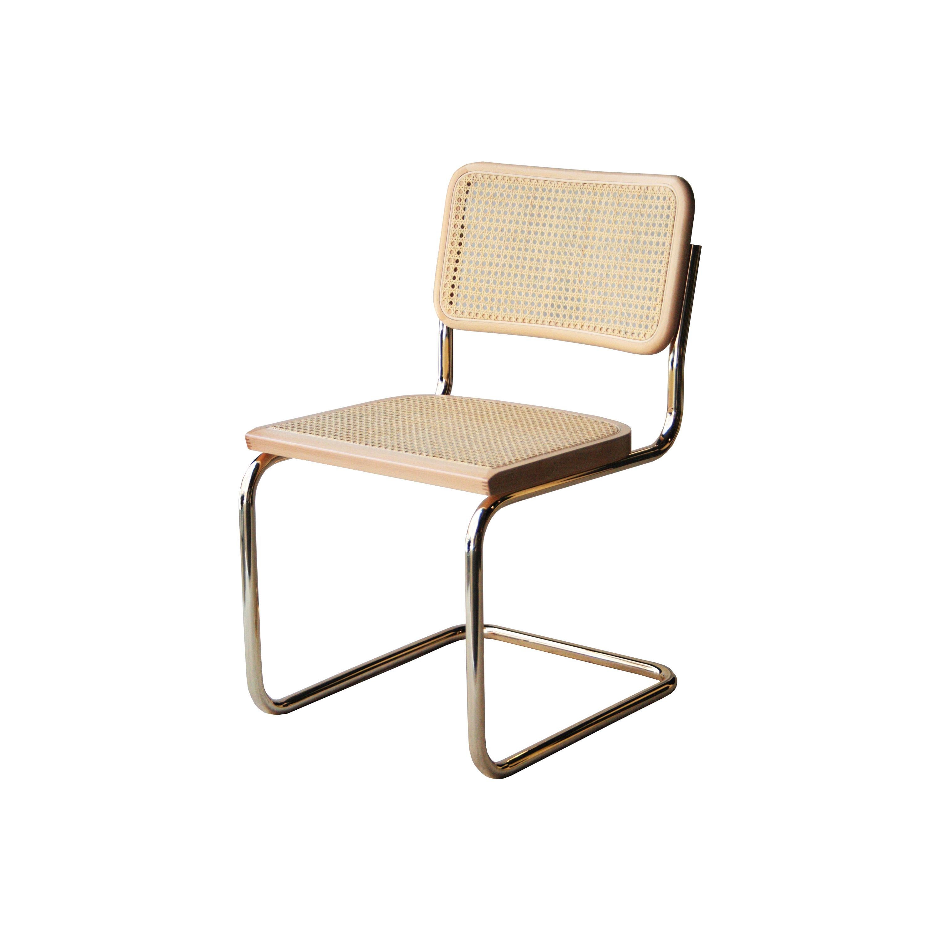 Marcel Breuer MYC Gavina Gold Beige Beechwood Cesca Brass Chair, Italia, 1960 In Good Condition In Madrid, ES