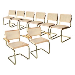 Marcel Breuer MYC Gavina Gold Beige Beechwood Cesca Brass Chair, Italia, 1960