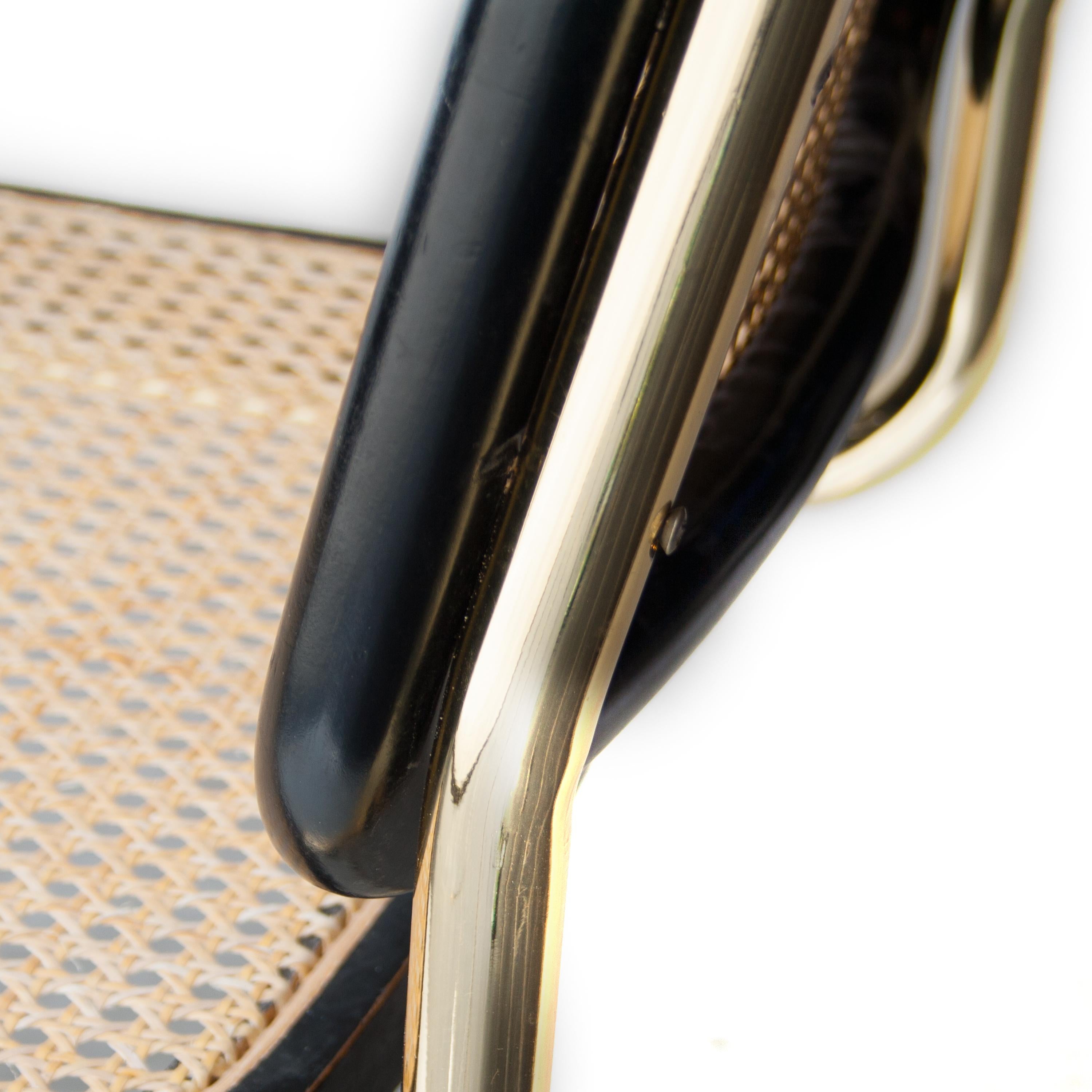 Marcel Breuer MYC Gavina Gold Black Oak Wood Cesca Brass Chair, Italia, 1960 5