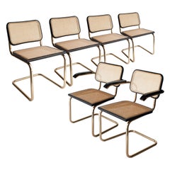 Marcel Breuer MYC Gavina Gold Black Oak Wood Cesca Brass Chair:: Italia:: 1960