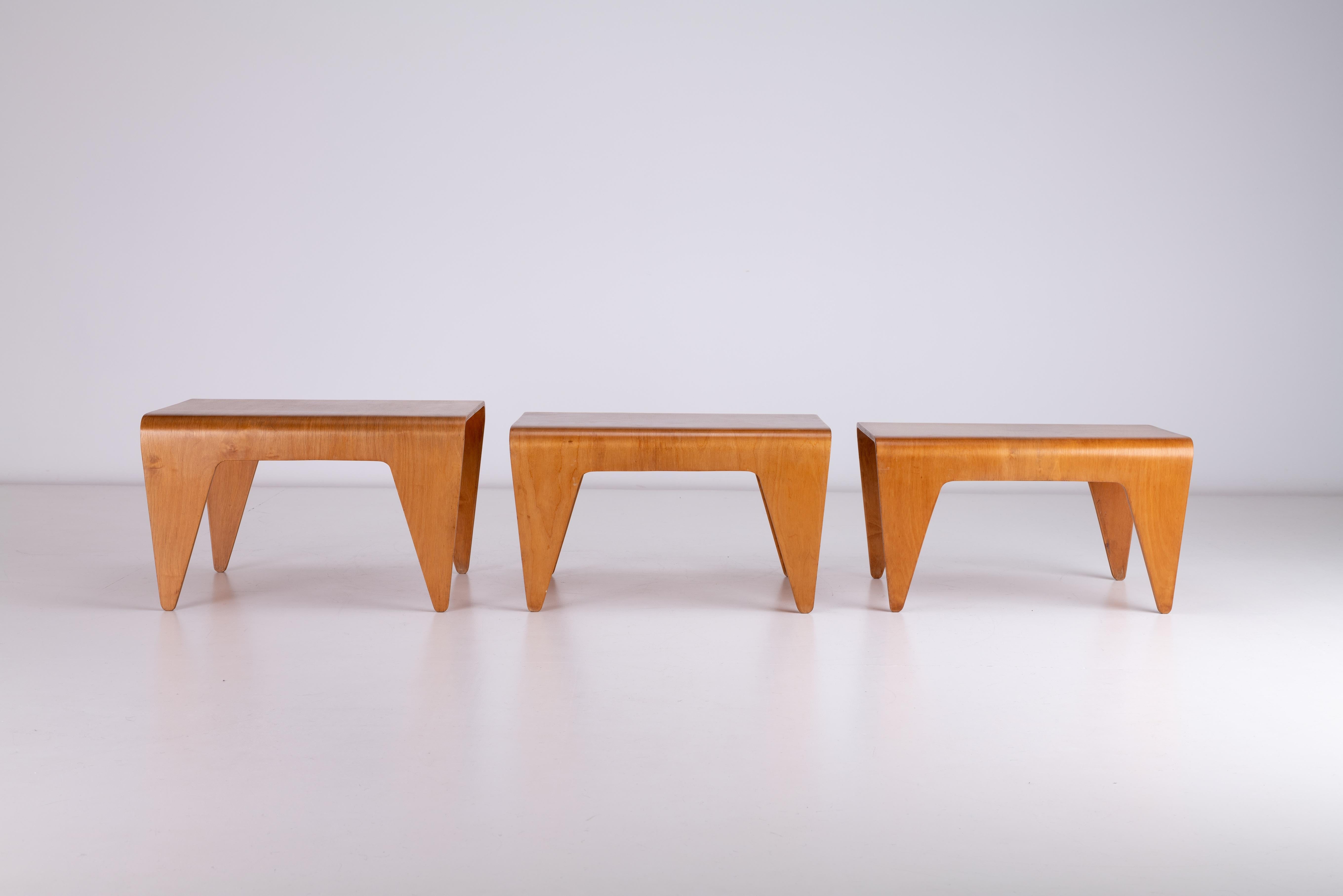 Estonian Marcel Breuer Nesting Tables produced by Vanesta for Isokon 1935 Made In Estonia