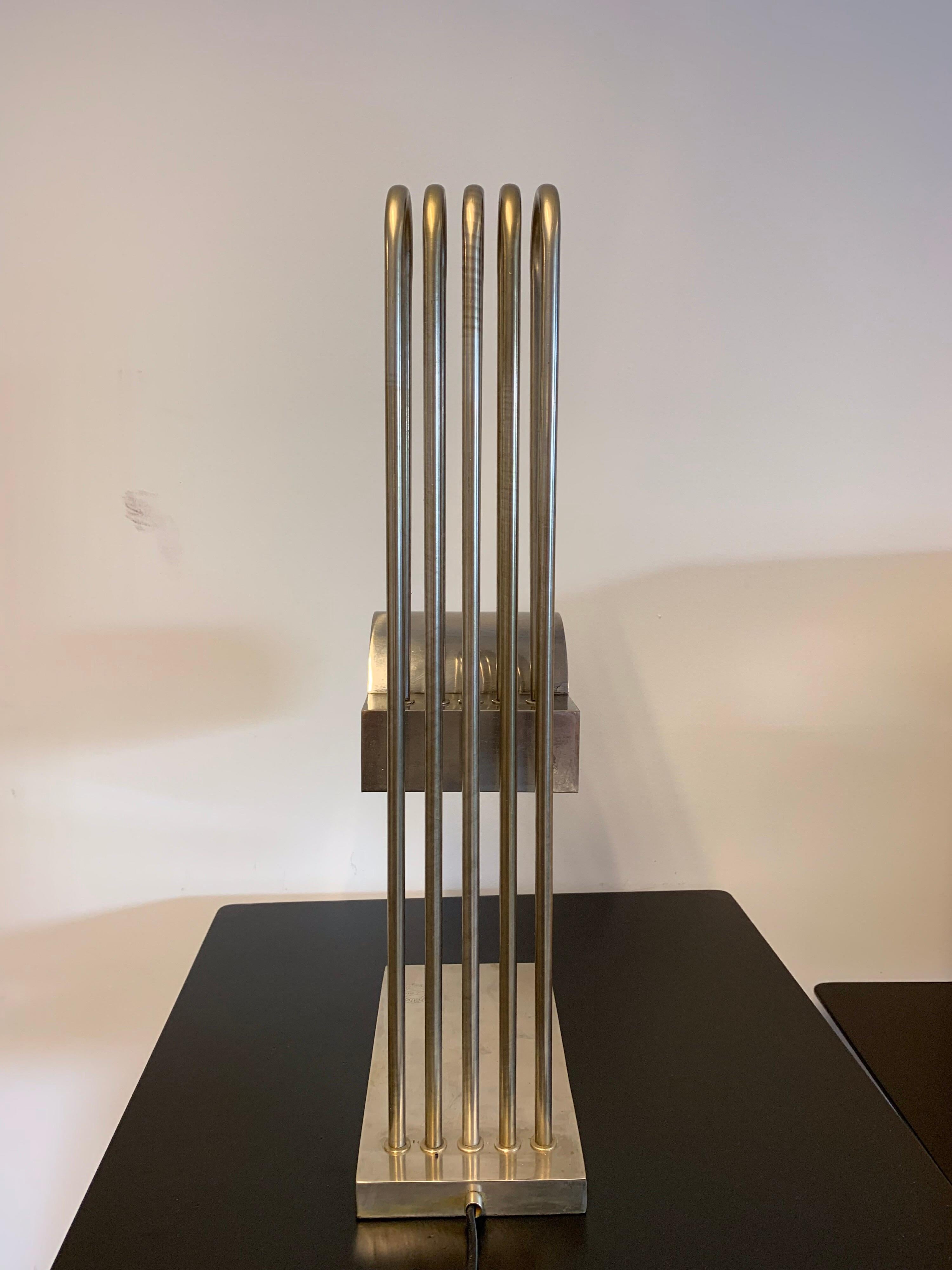 Bauhaus Marcel Breuer Nickel Table Lamp, Exposition Paris 1925, Made in Germany