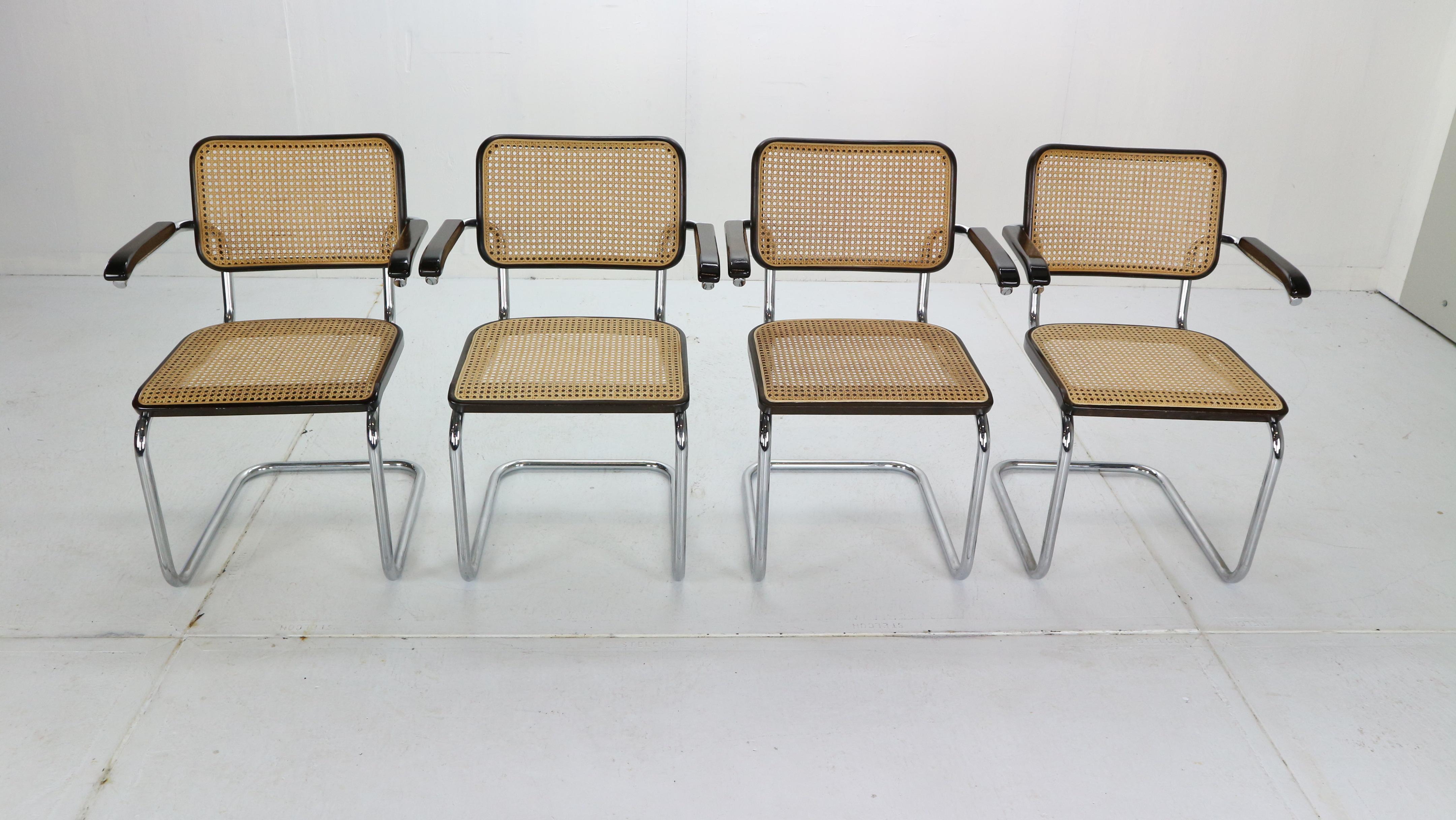 Mid-Century Modern Marcel Breuer Original Set of 4 Model-S64 Chairs by Thonet