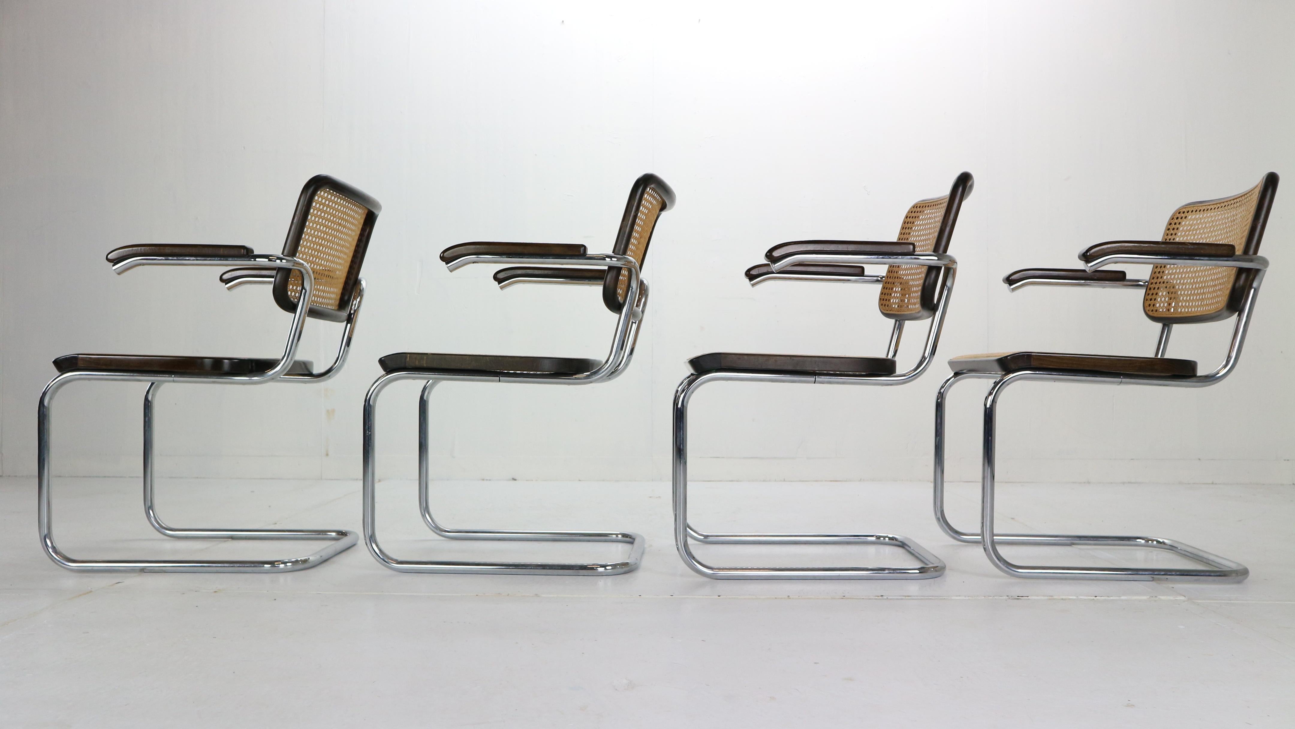 Austrian Marcel Breuer Original Set of 4 Model-S64 Chairs by Thonet