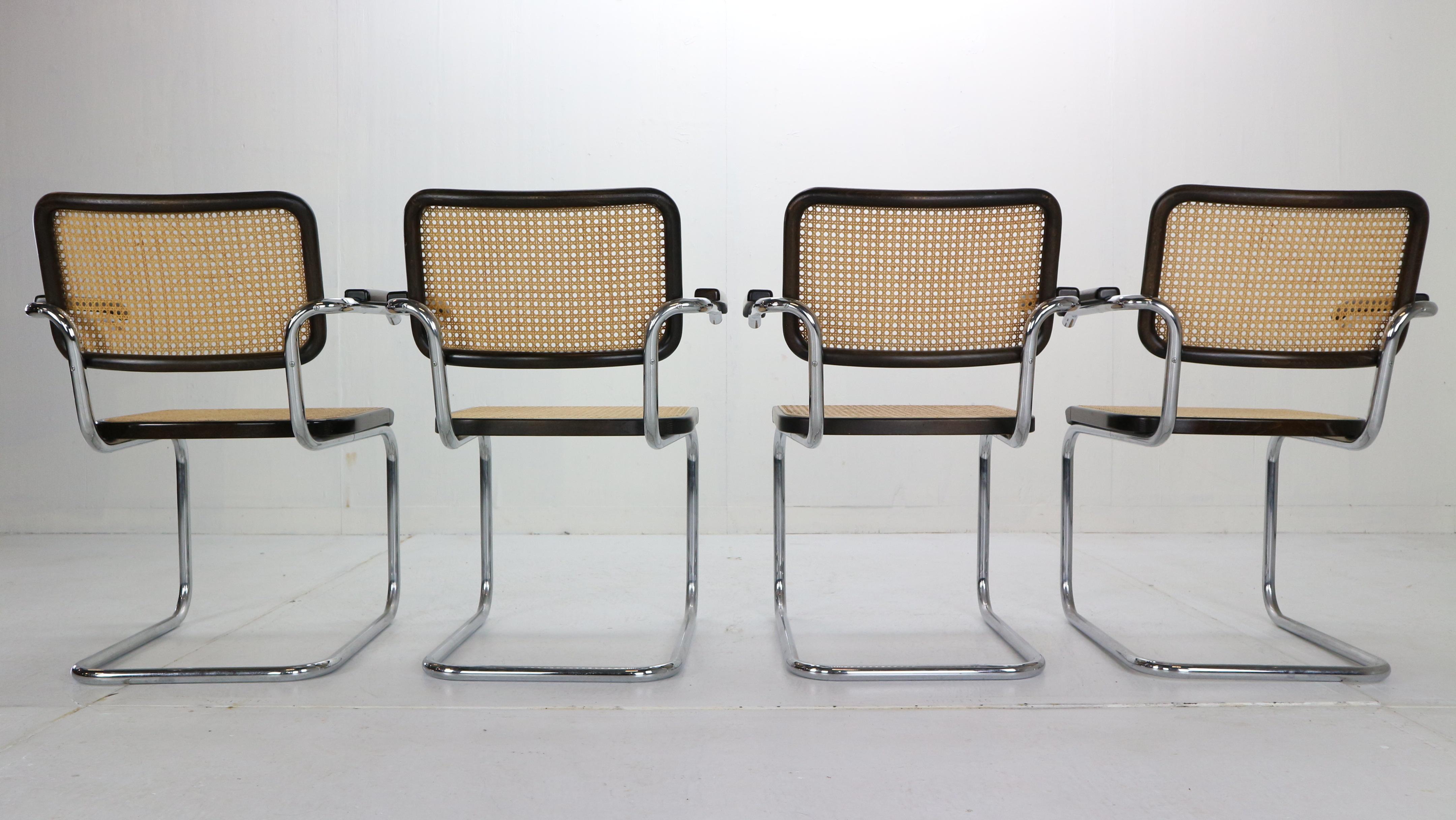 Marcel Breuer Original Set of 4 Model-S64 Chairs by Thonet In Good Condition In The Hague, NL