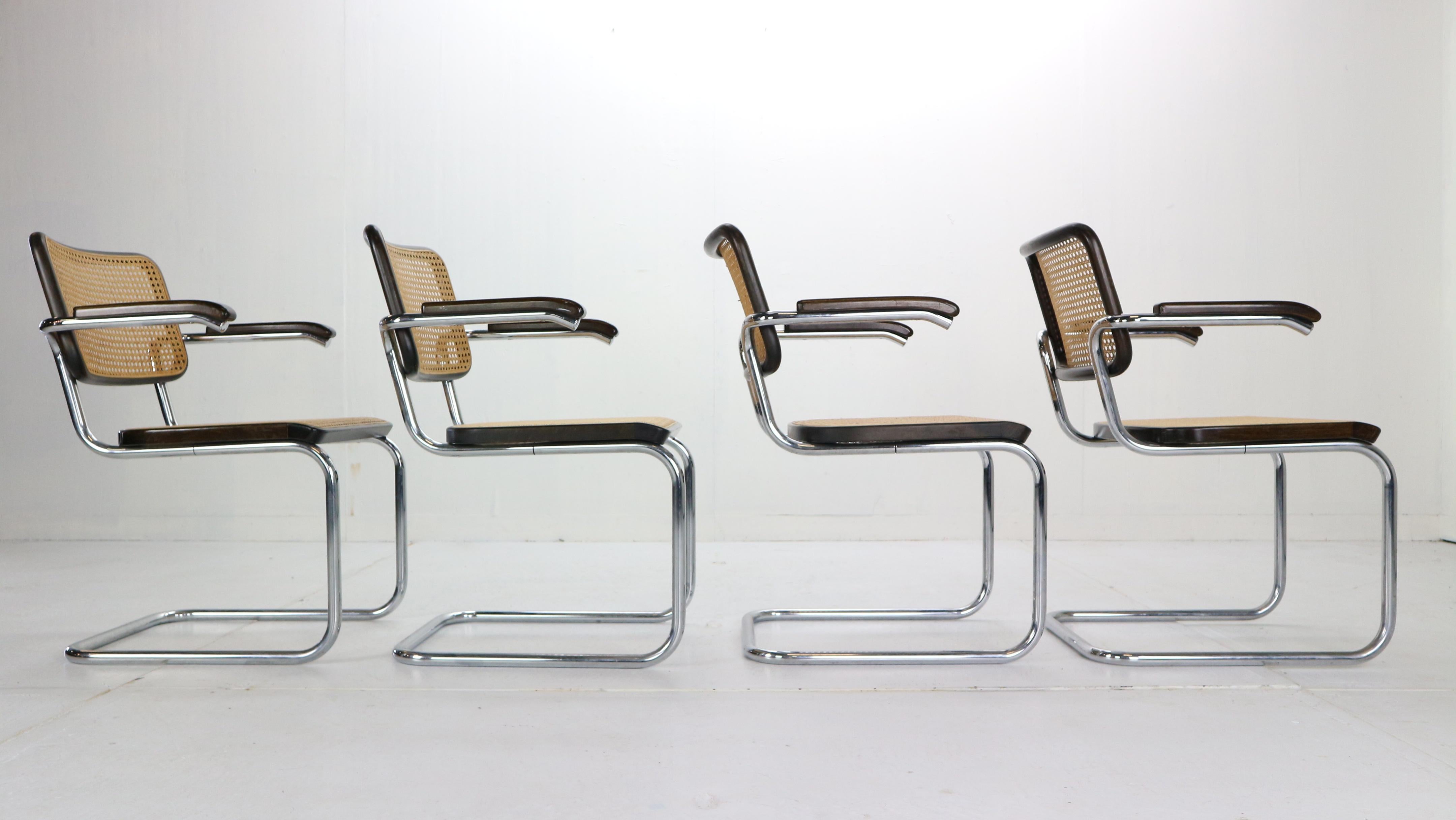Mid-20th Century Marcel Breuer Original Set of 4 Model-S64 Chairs by Thonet